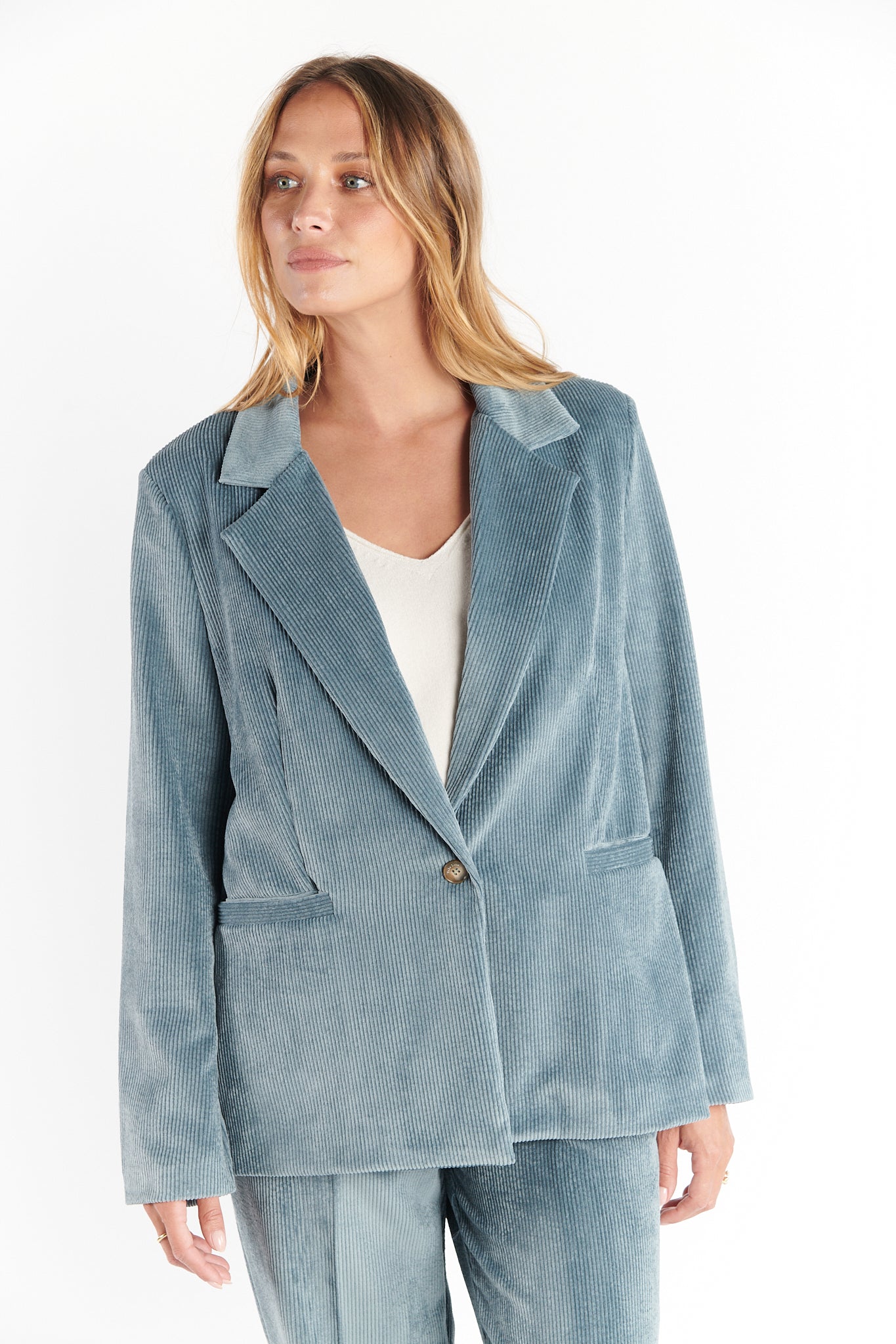 BLAZER VELOURS BETH BLEU CENDRE