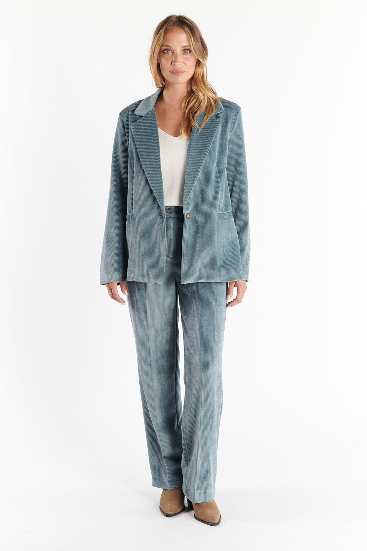 BLAZER VELOURS BETH BLEU CENDRE