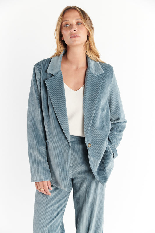 BLAZER VELOURS BETH BLEU CENDRE