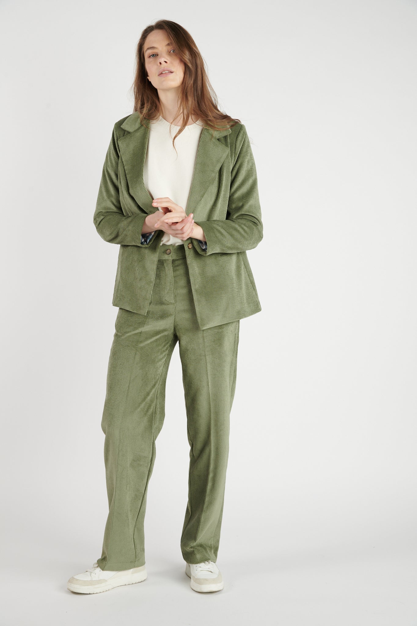 PANTALON LARGE VELOURS BRÉANNE KAKI