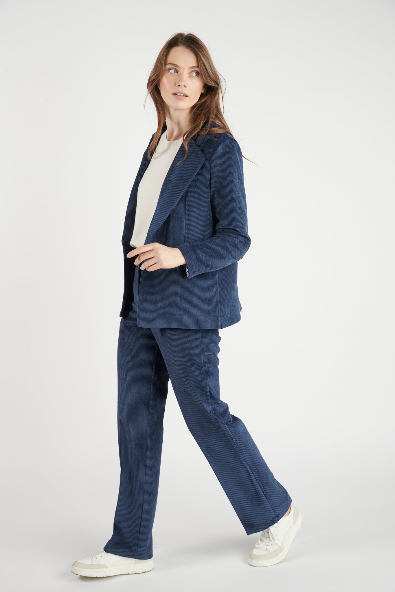 PANTALON LARGE VELOURS BRÉANNE MARINE