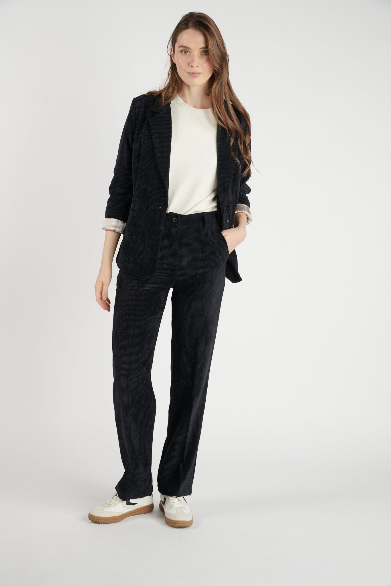 PANTALON LARGE VELOURS BRÉANNE NOIR