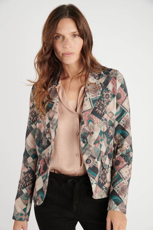 BLAZER IMPRIMÉ SALVADOR VERT MOSAIQUE