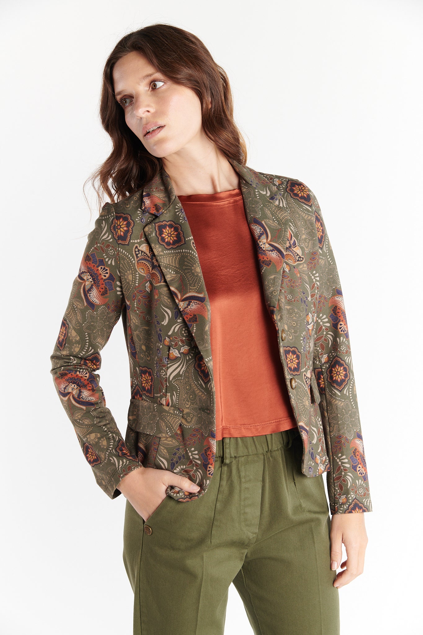 BLAZER IMPRIMÉ SALVADOR KAKI BAROQUE