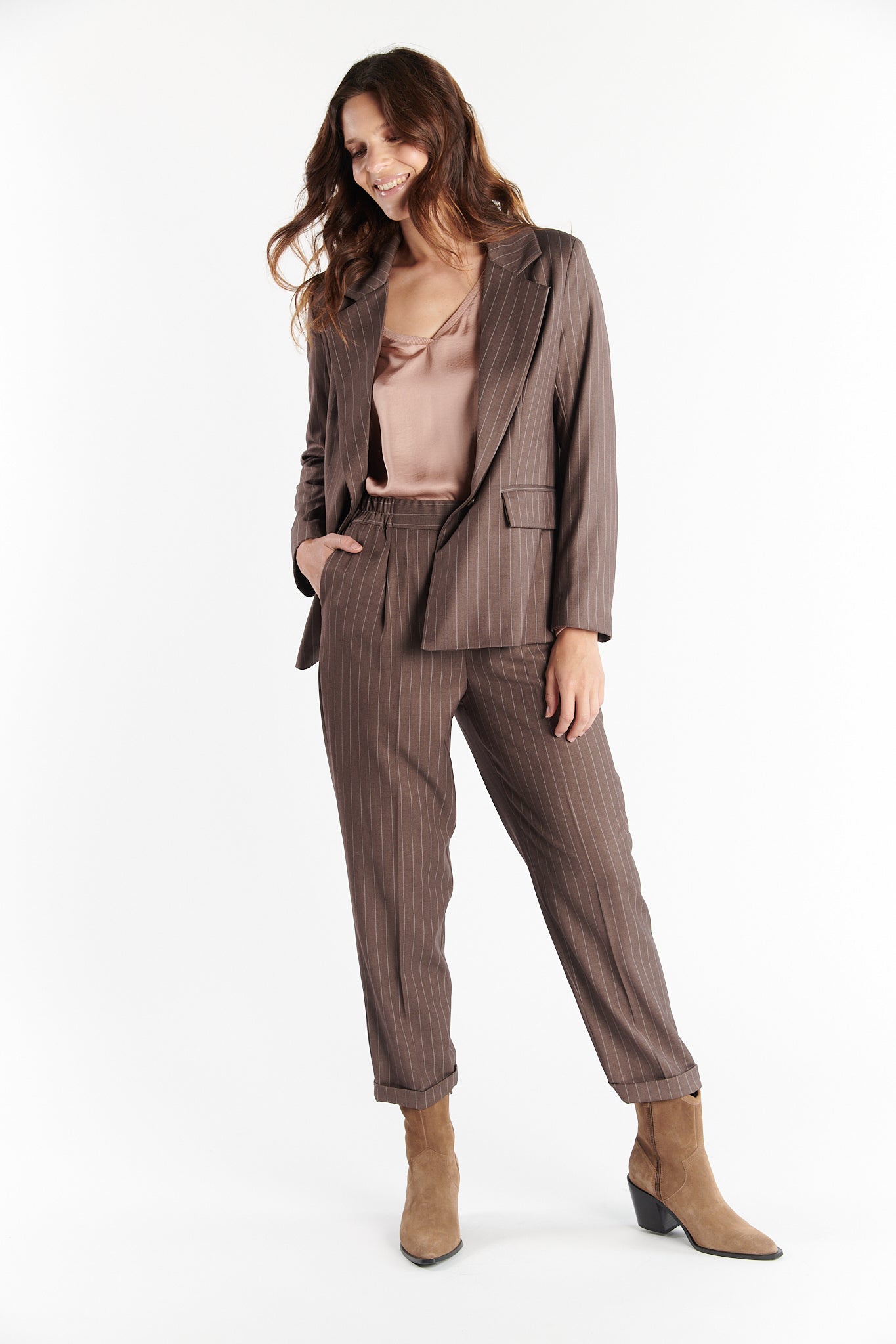 BLAZER OVERSIZE À RAYURES CAPPUCCINO DAIMON
