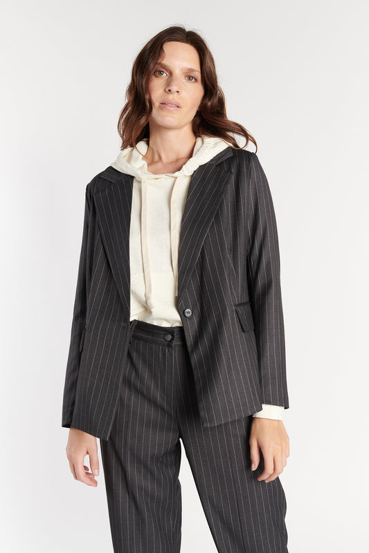 BLAZER OVERSIZE À RAYURES GRIS FONCE DAIMON
