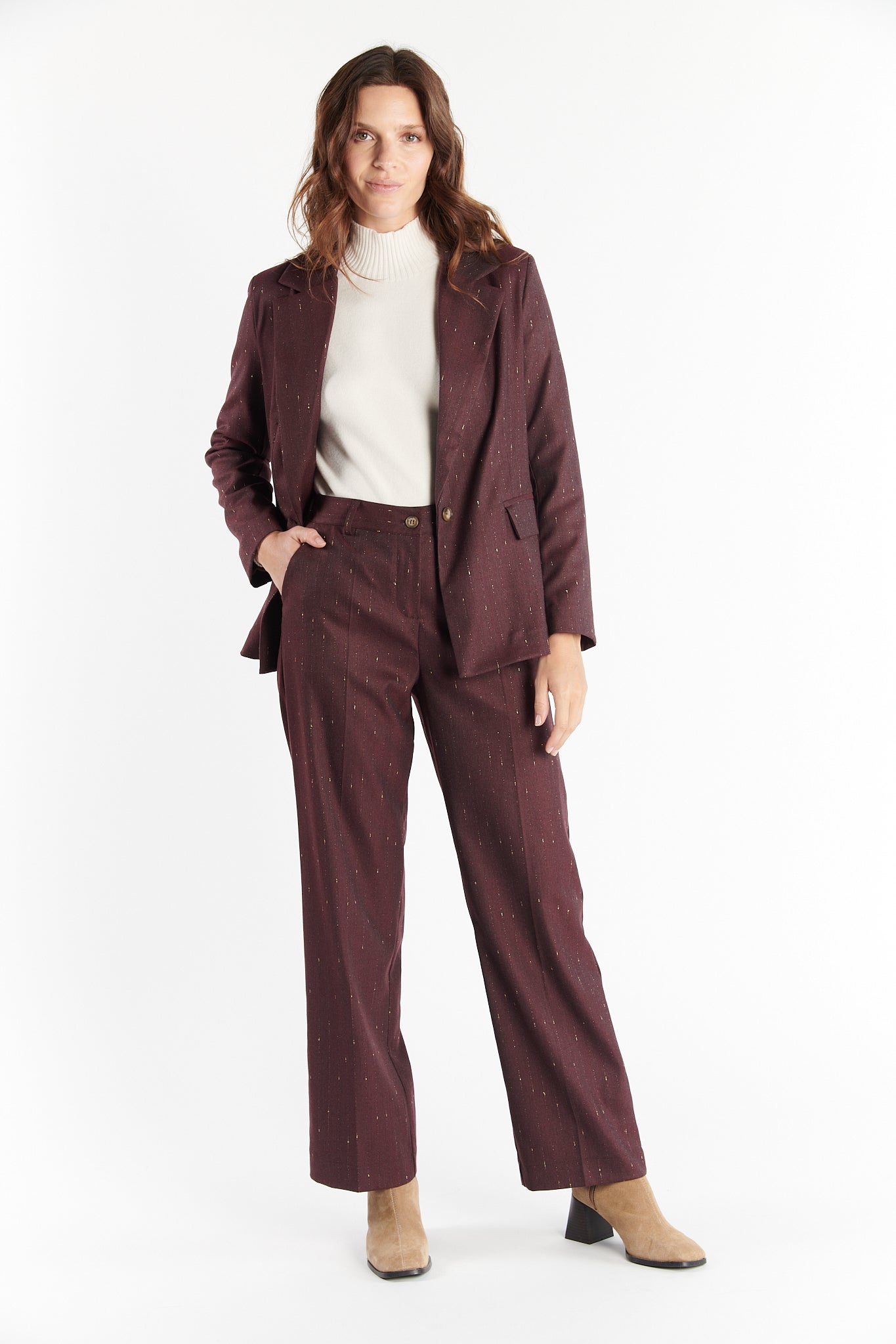 BLAZER OVERSIZE DAWAN BORDEAUX LUREX