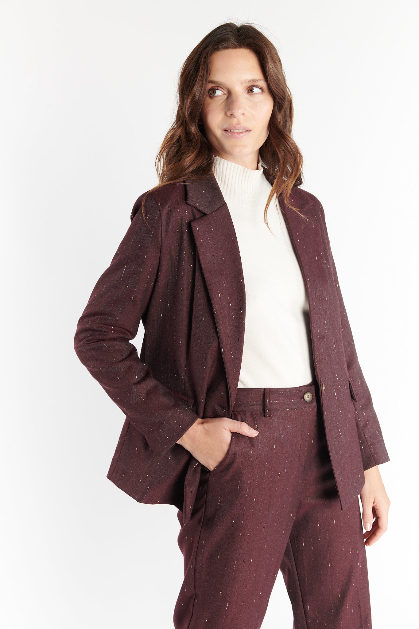BLAZER OVERSIZE DAWAN BORDEAUX LUREX