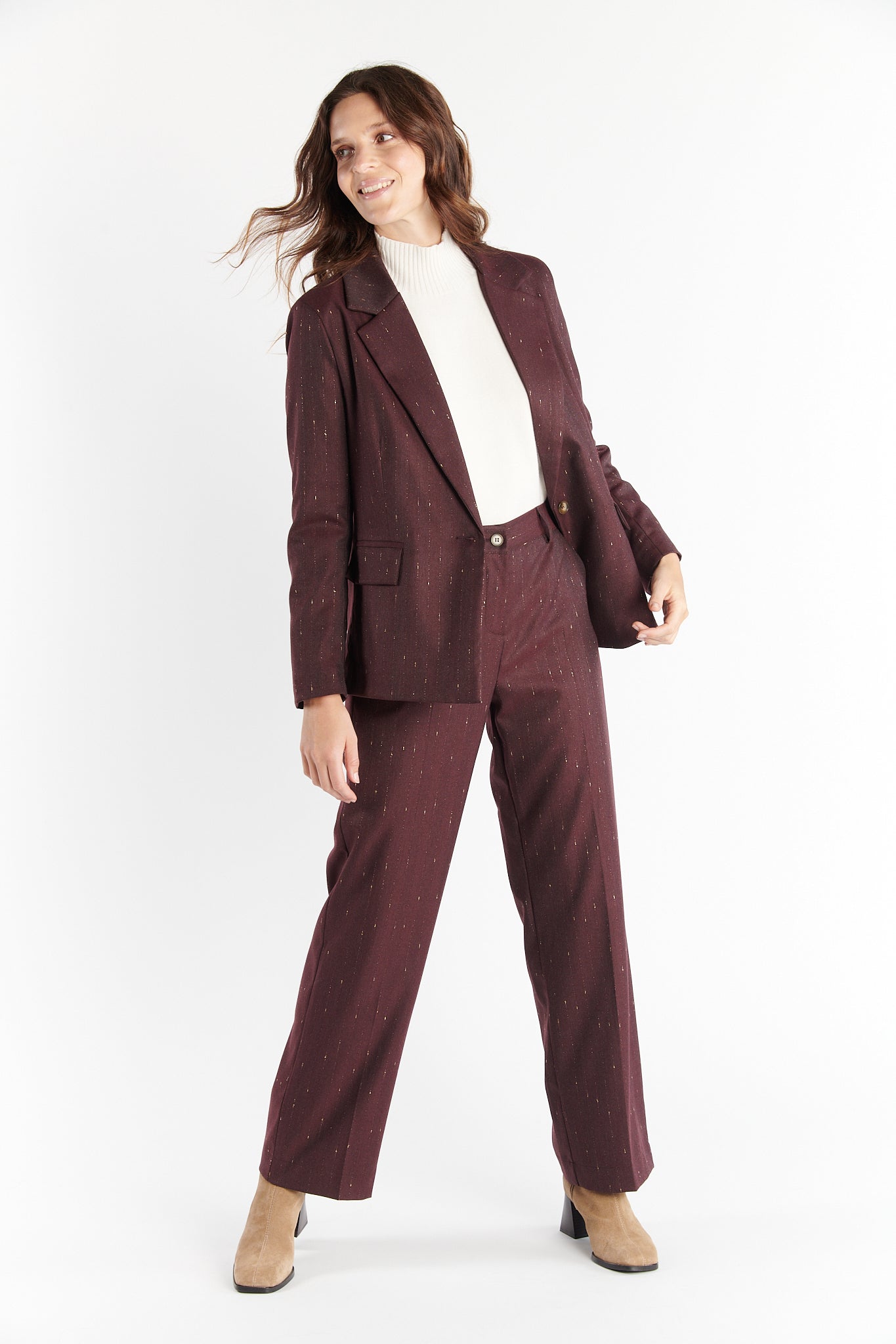 BLAZER OVERSIZE DAWAN BORDEAUX LUREX