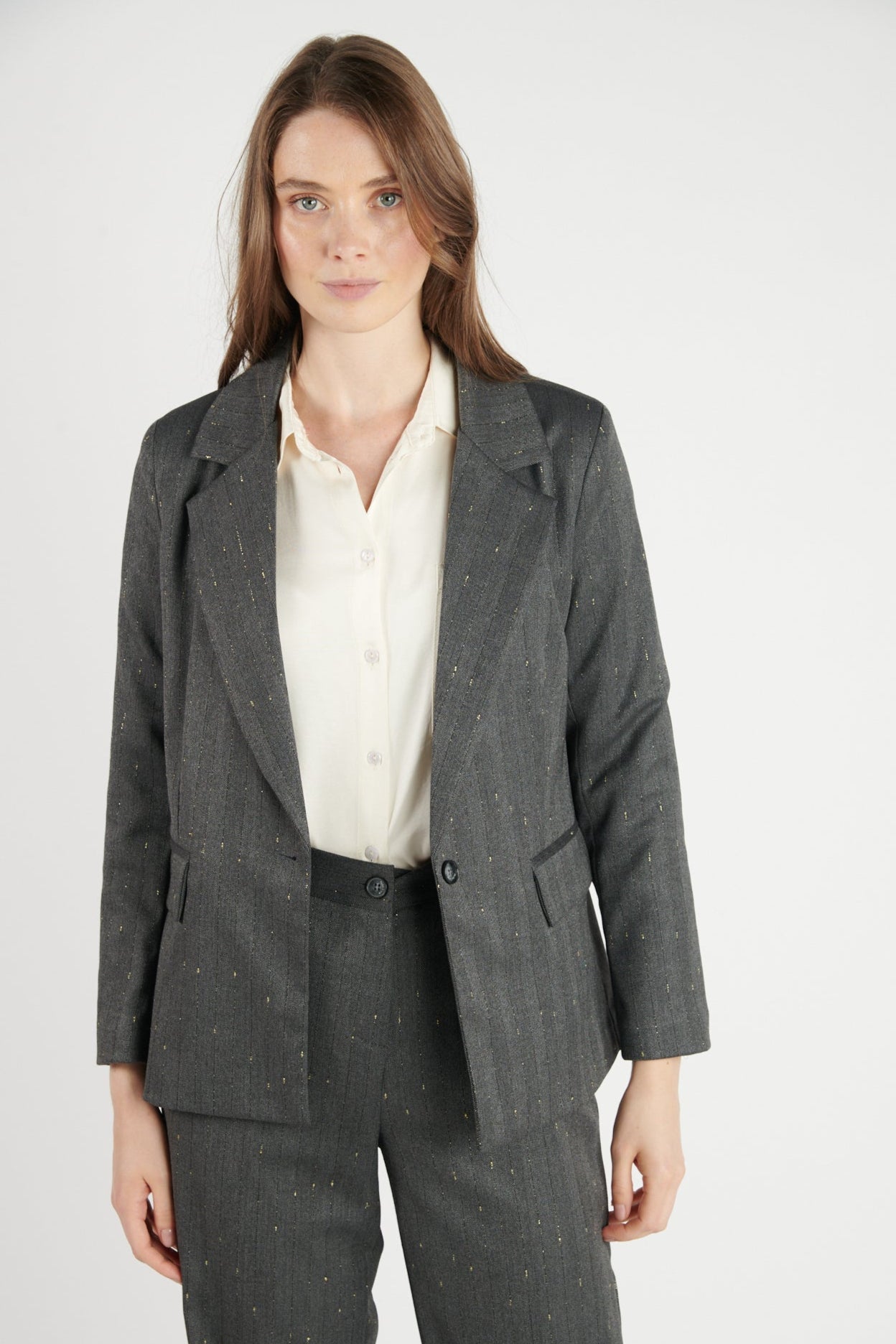 BLAZER OVERSIZE DAWAN GRIS FONCE LUREX