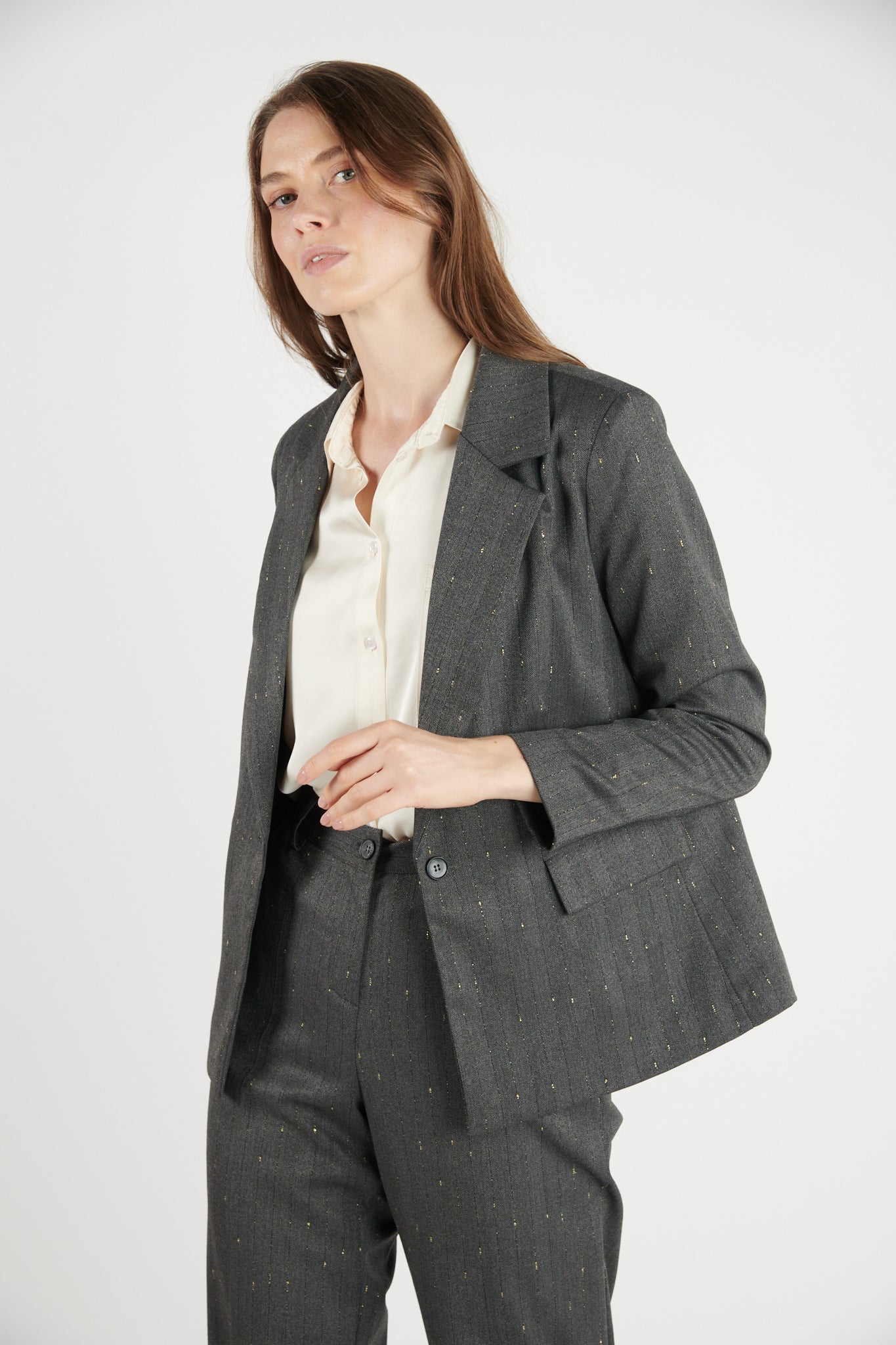 BLAZER OVERSIZE DAWAN GRIS FONCE LUREX