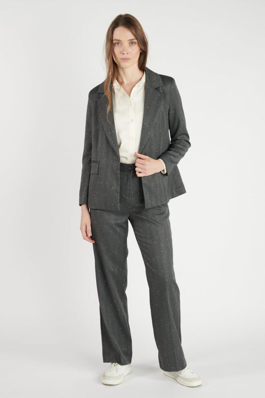 BLAZER OVERSIZE DAWAN GRIS FONCÉ LUREX