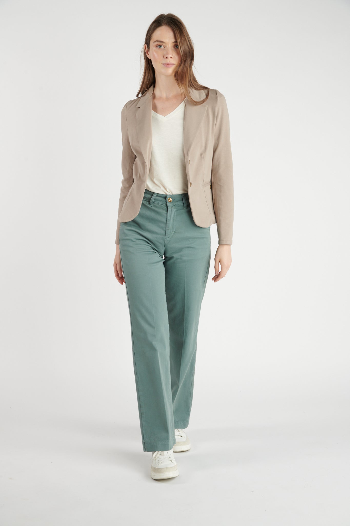 PANTALON LONG ÉVASÉ DION BLEU CENDRE
