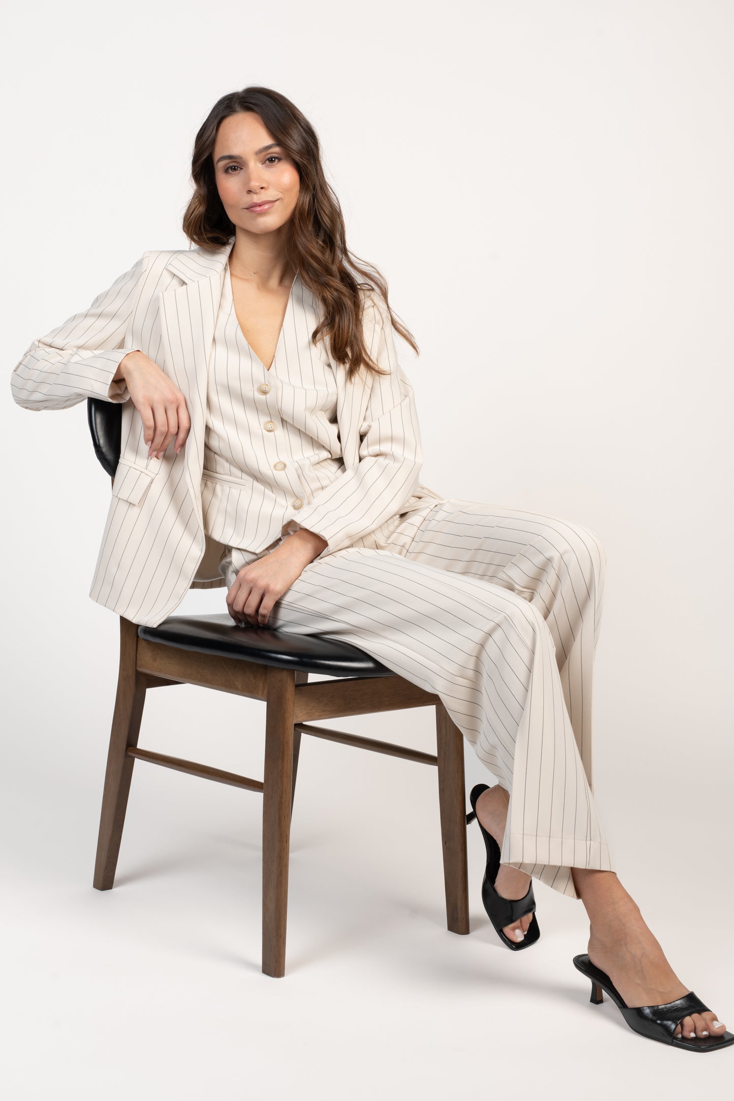 PANTALON À RAYURES ÉDEN ÉCRU