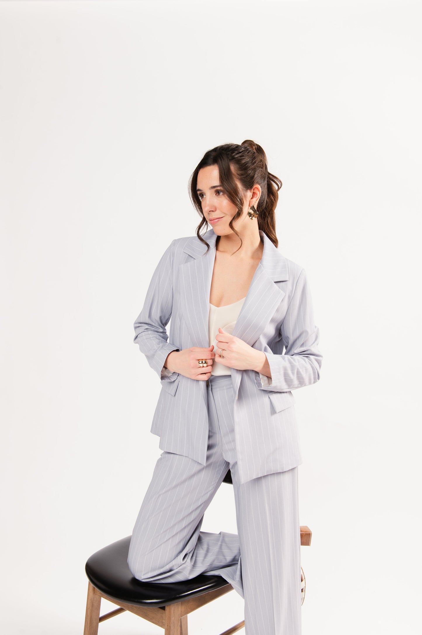 BLAZER À RAYURES ÉMA GRIS