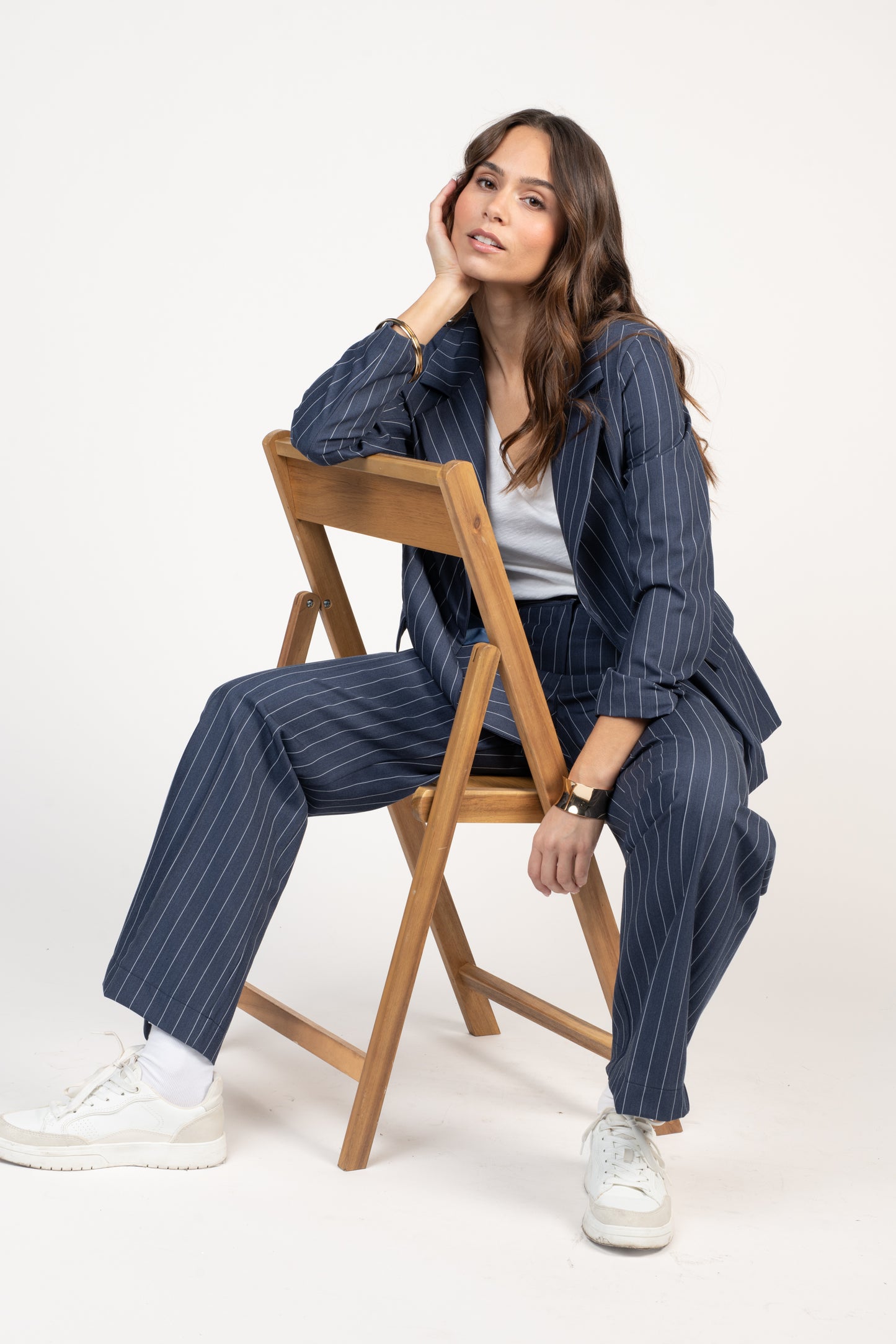 PANTALON À RAYURES ÉDEN BLEU