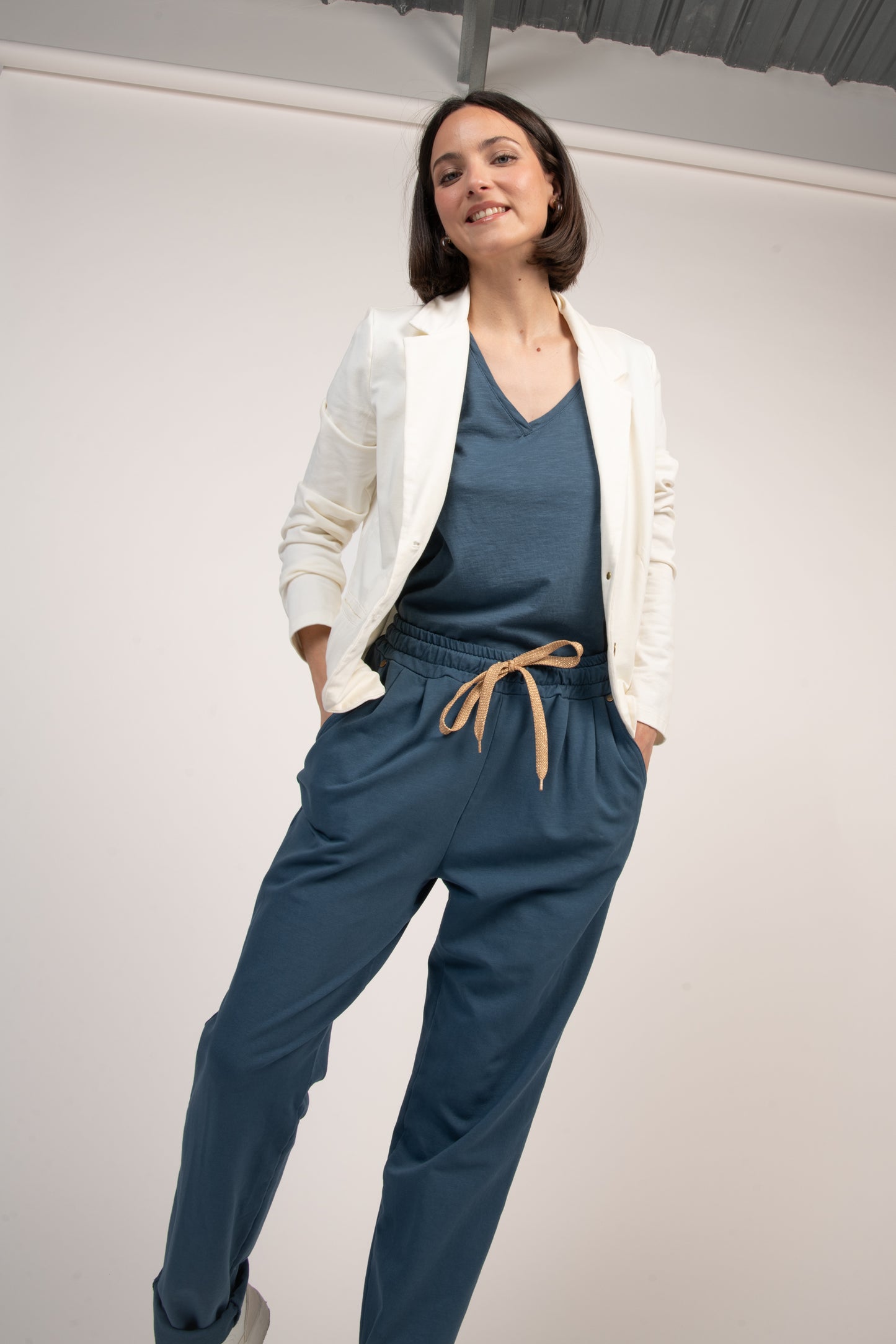 BLAZER MOLLETON ENZA ÉCRU