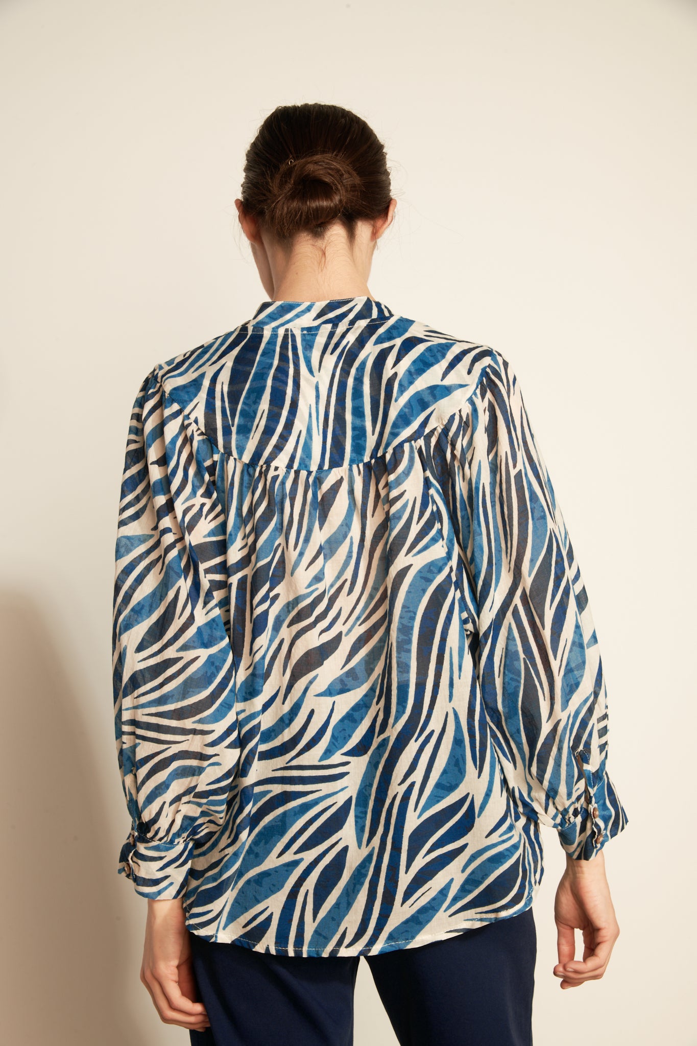 AZILIS OCEAN COTTON VOILE BLOUSE