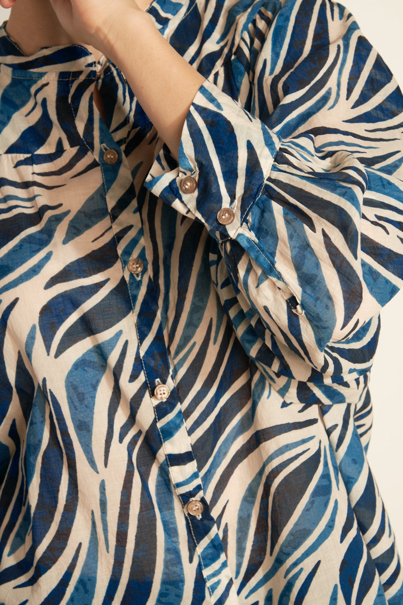 AZILIS OCEAN COTTON VOILE BLOUSE