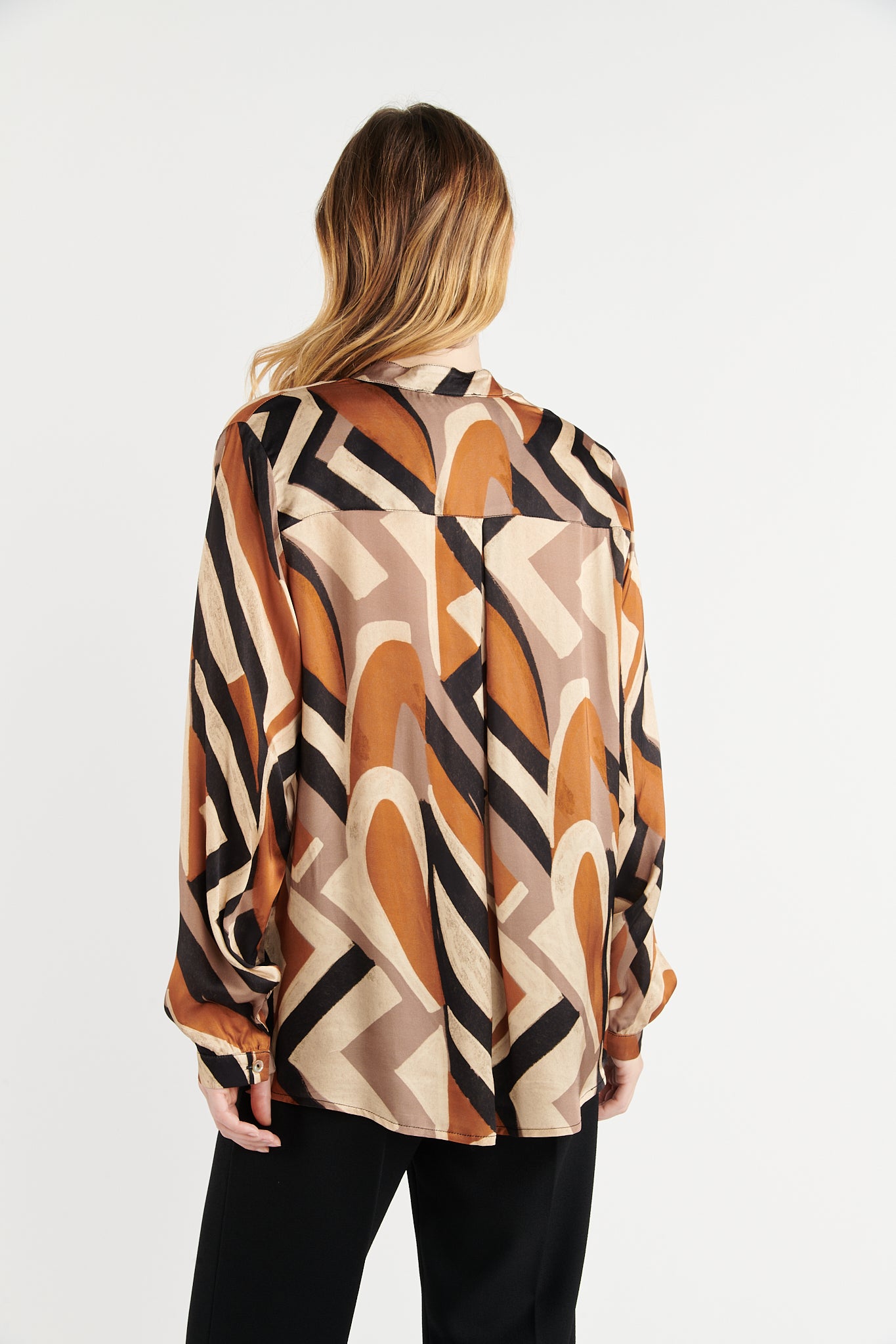 BLOUSE GEO TABAC NOIR BALANTIN