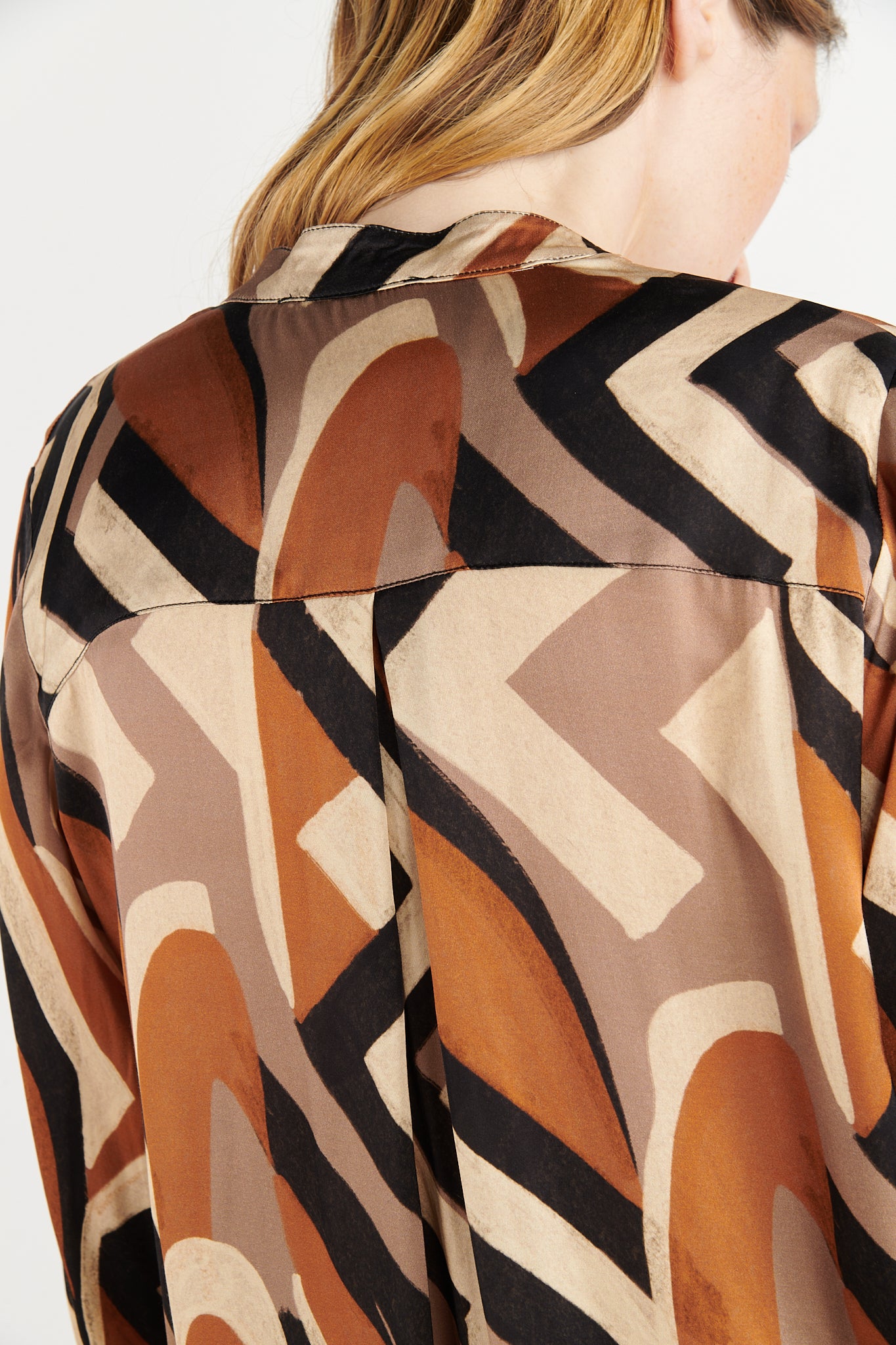 BLOUSE GEO TABAC NOIR BALANTIN