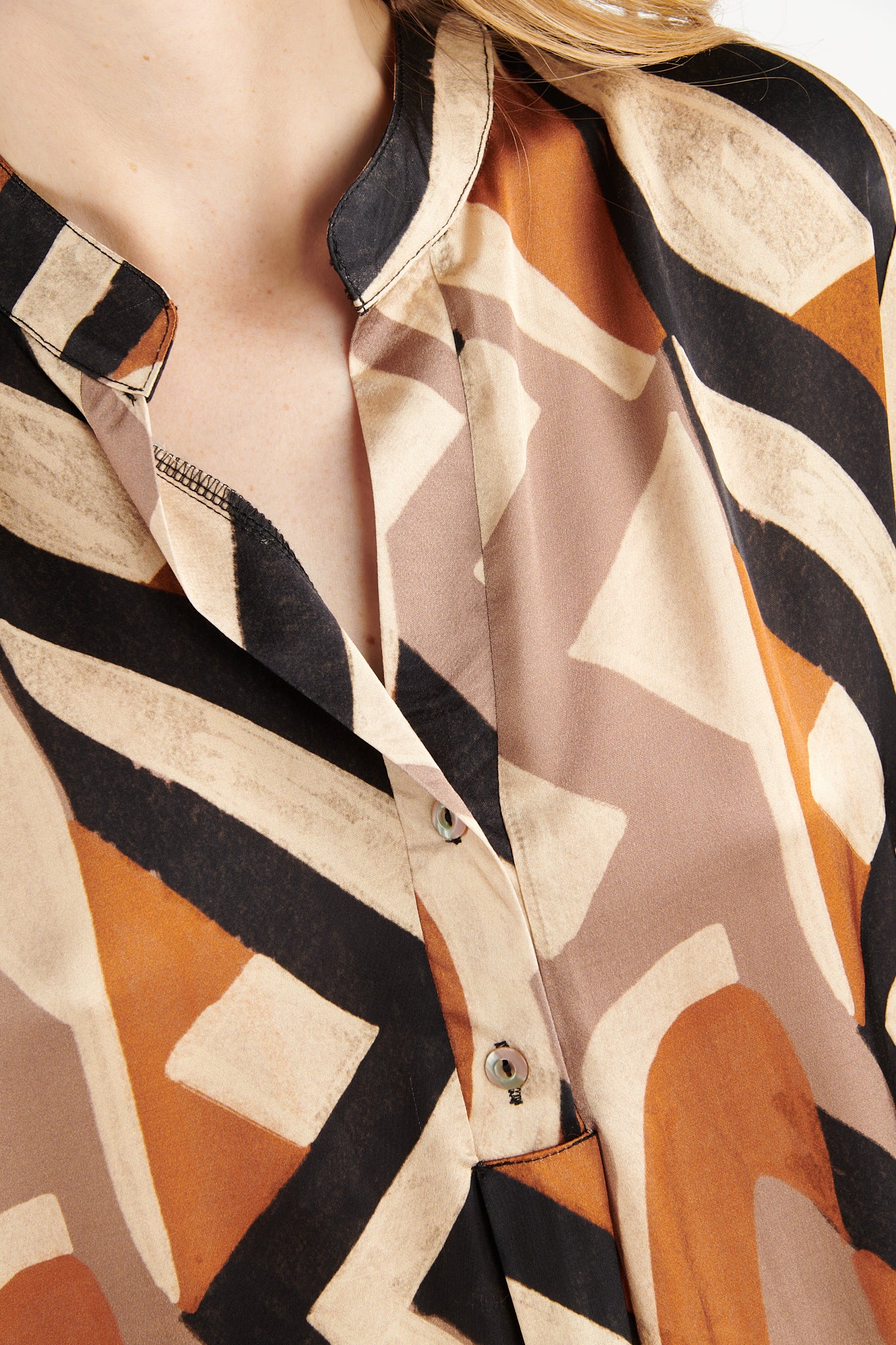 BLOUSE GEO TABAC NOIR BALANTIN