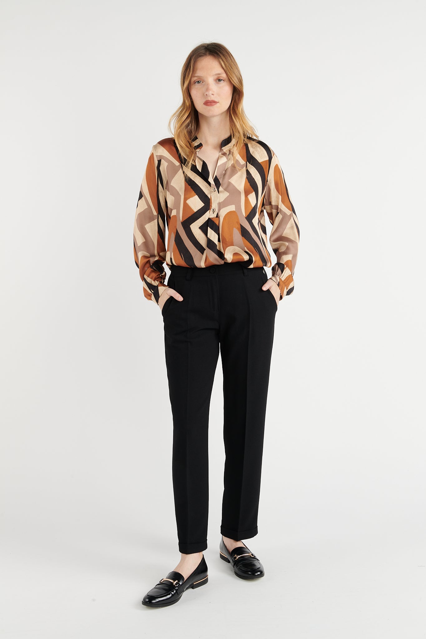 BLOUSE GEO TABAC NOIR BALANTIN