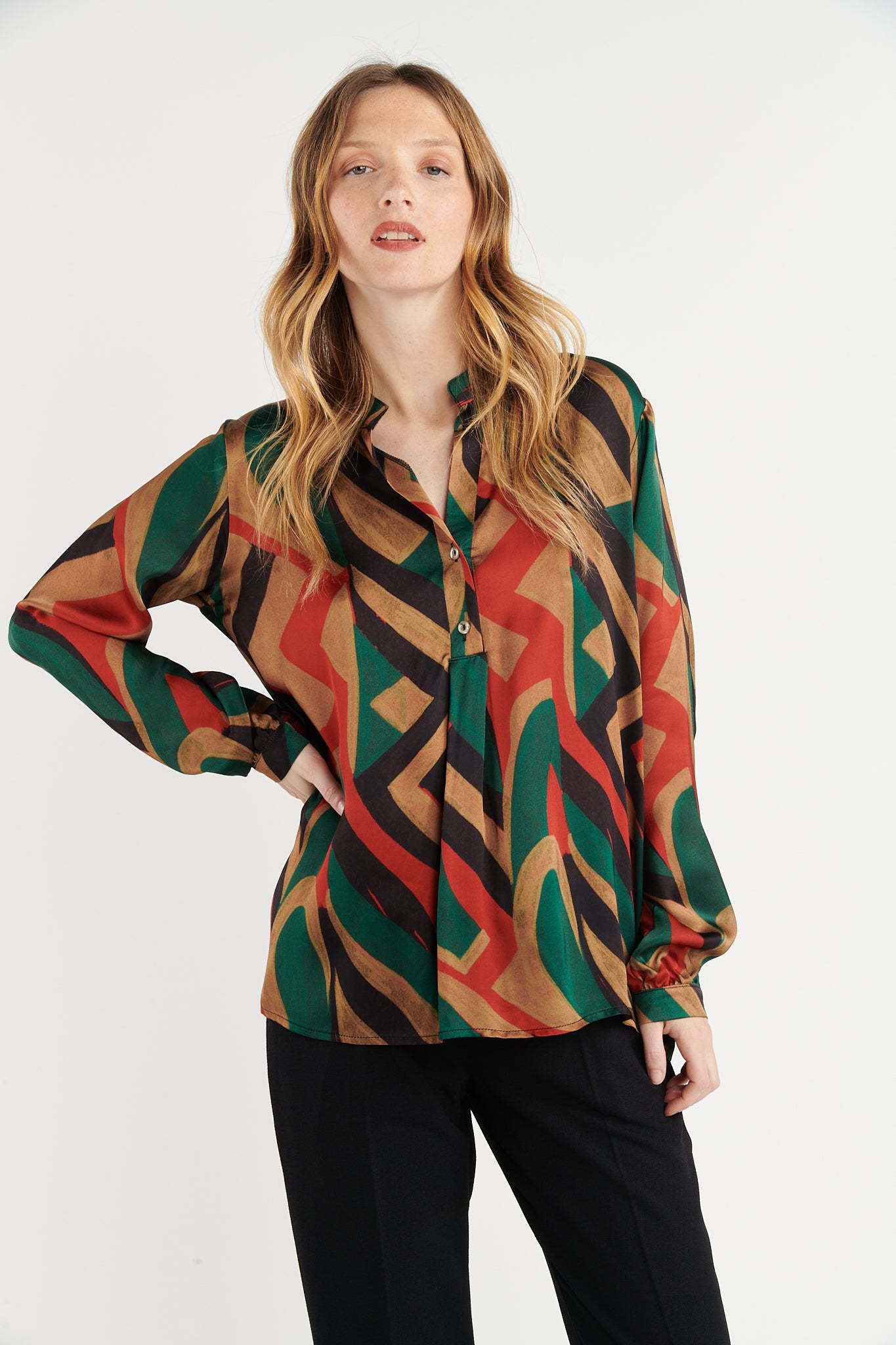BLOUSE GEO VERT GRENADE BALANTIN