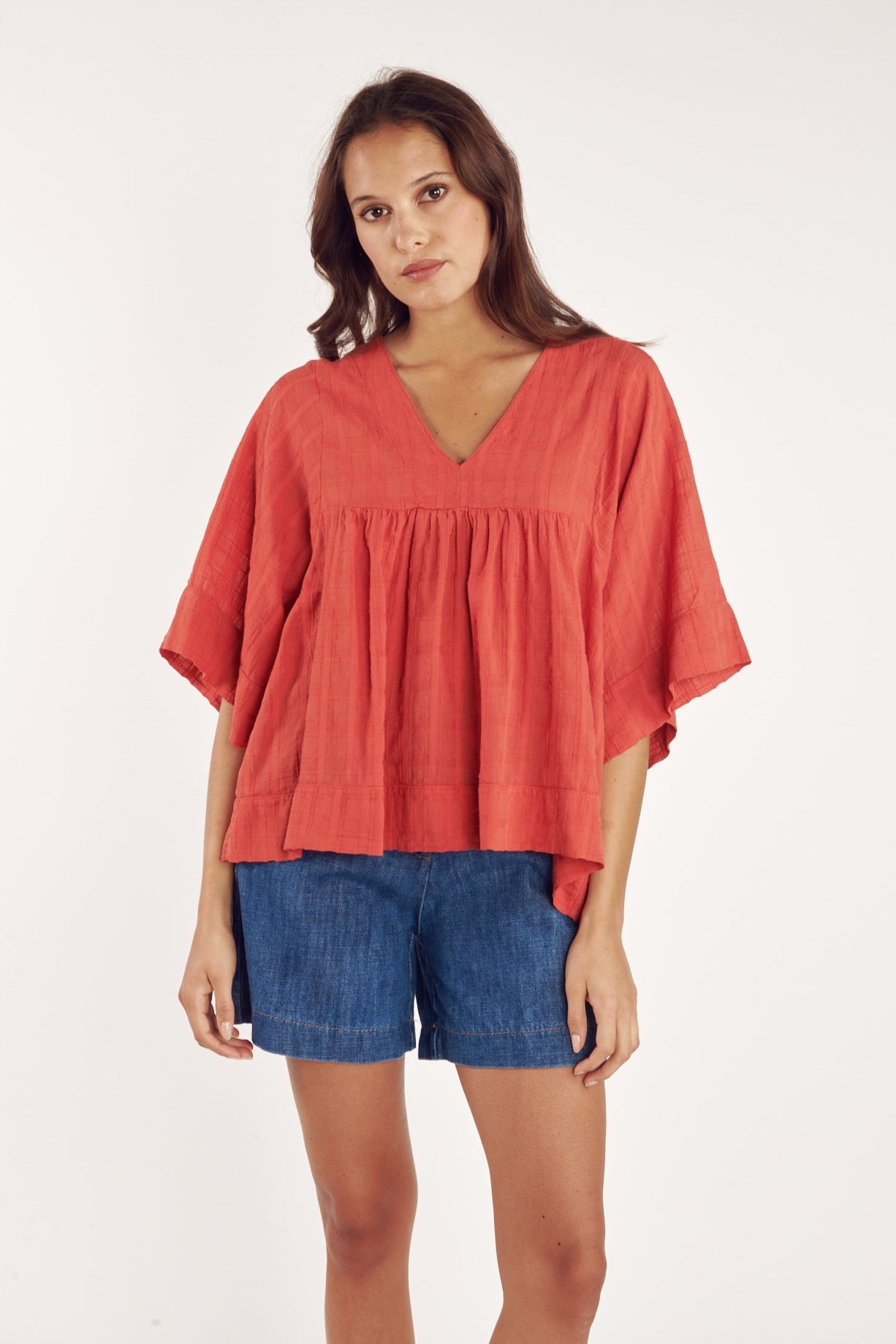 BLOUSE VOILE TEXTURÉ CAROLE CORAIL