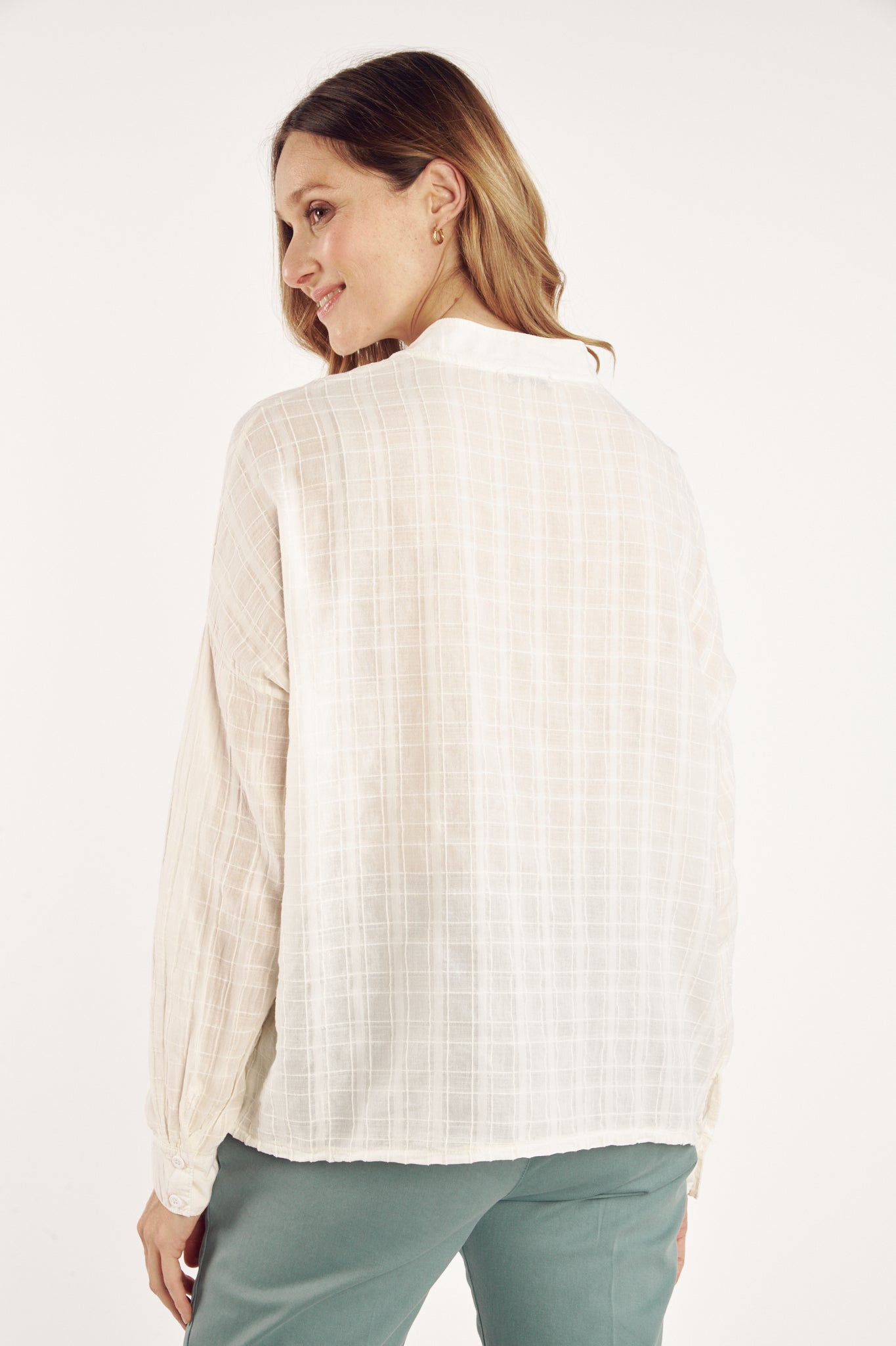 CECILIA TEXTURED VOILE BLOUSE NATURAL