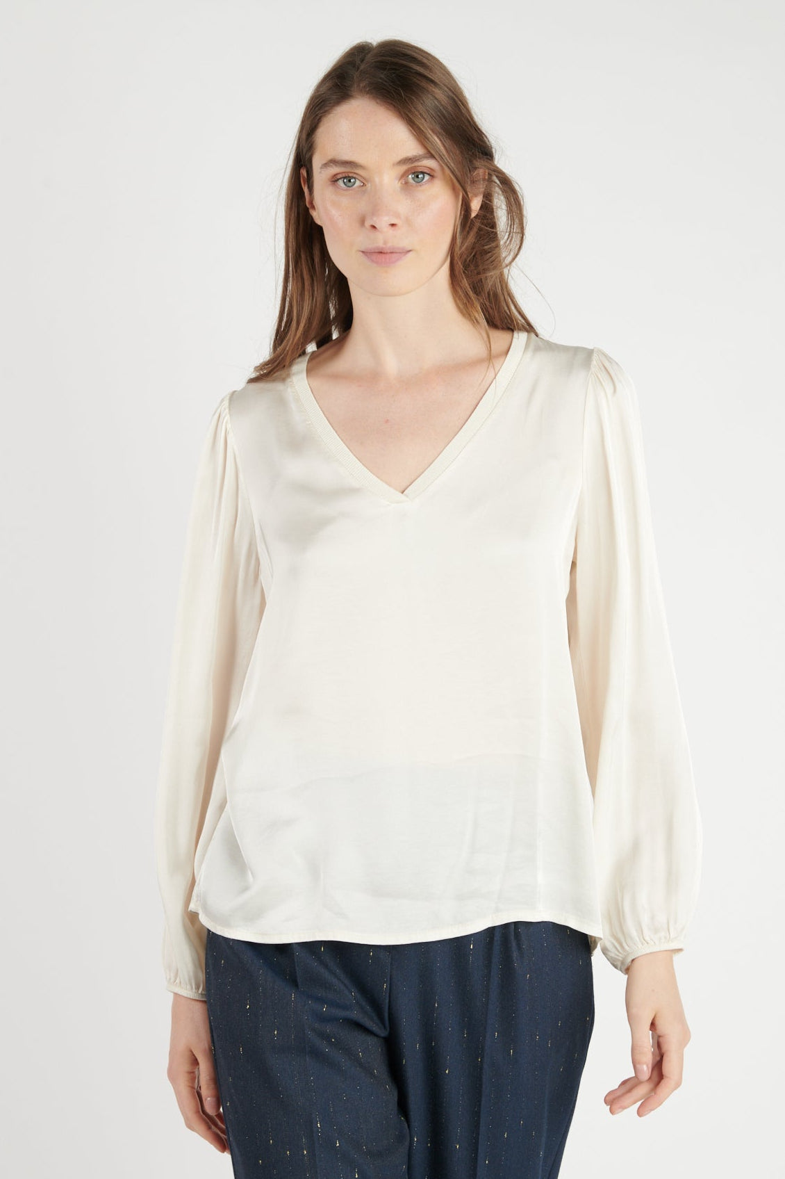 BLOUSE COL V DANA NATUREL