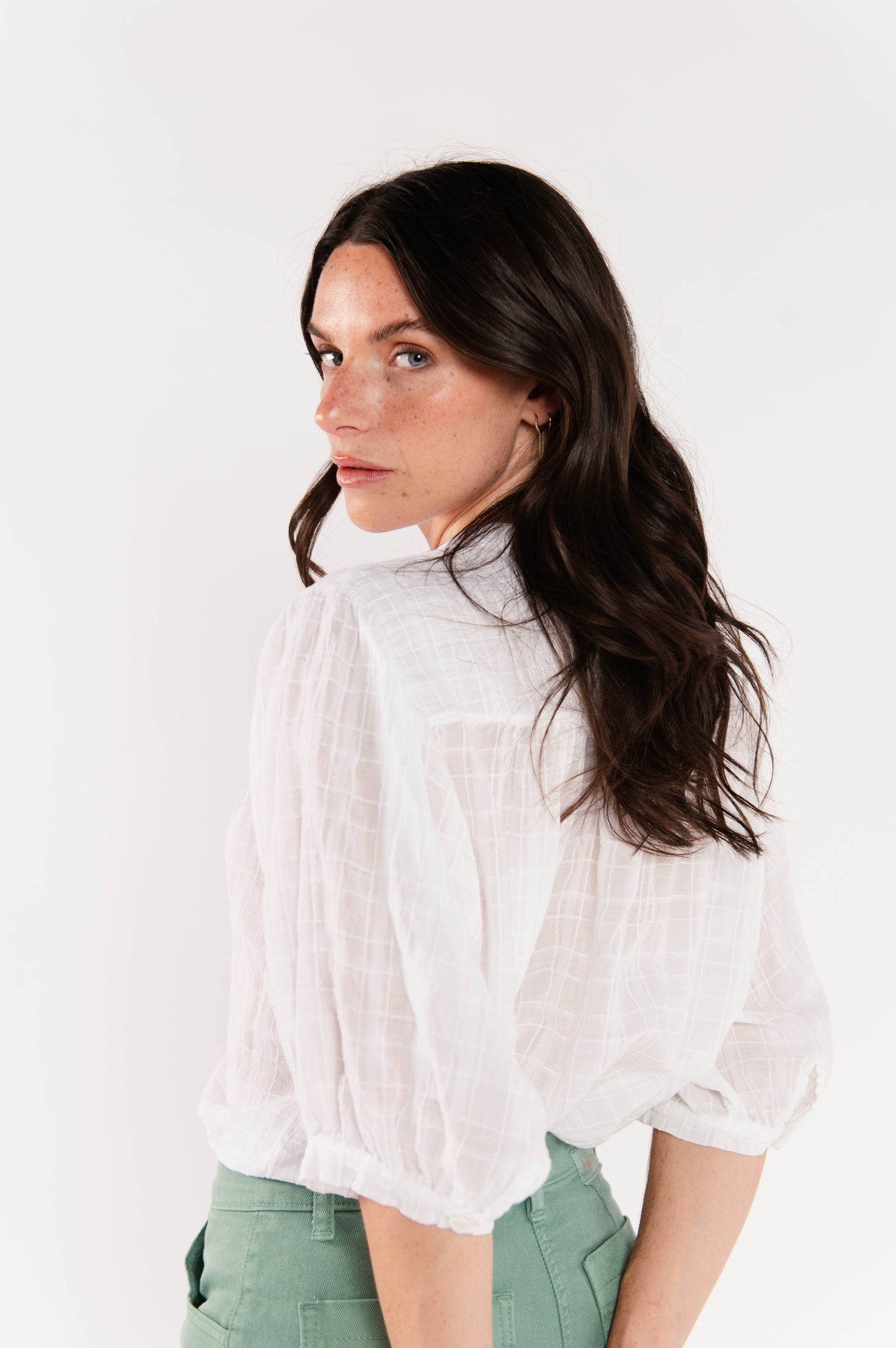 BLOUSE EN VOILE DE COTON ÈVE-LINE BLANCHE
