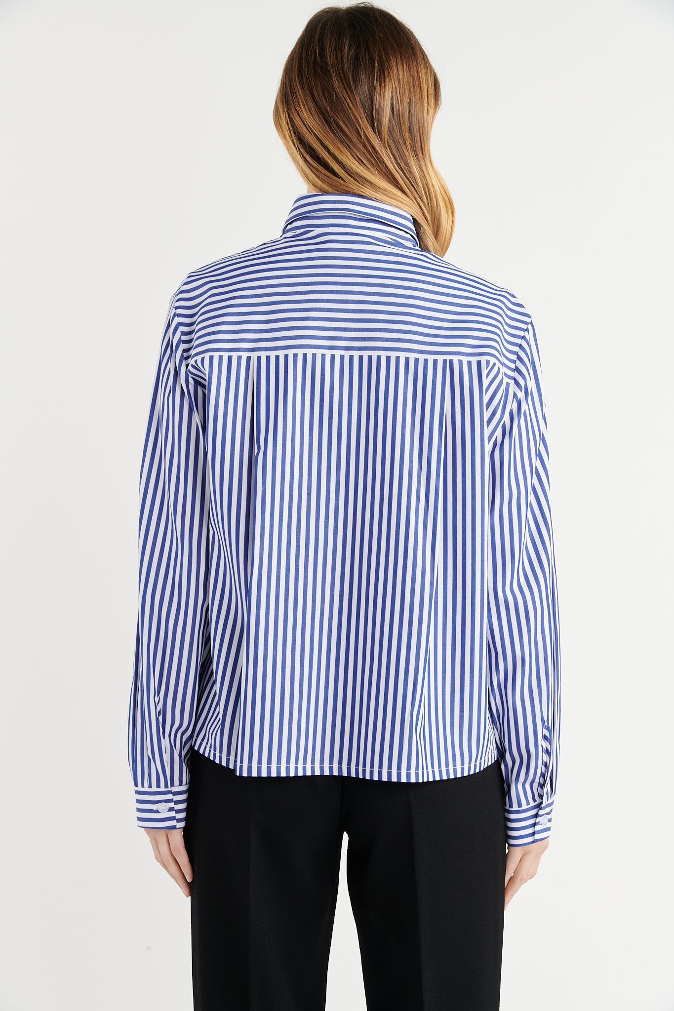 CHEMISE COURTE RAYURES LARGES MARINE CASSIE