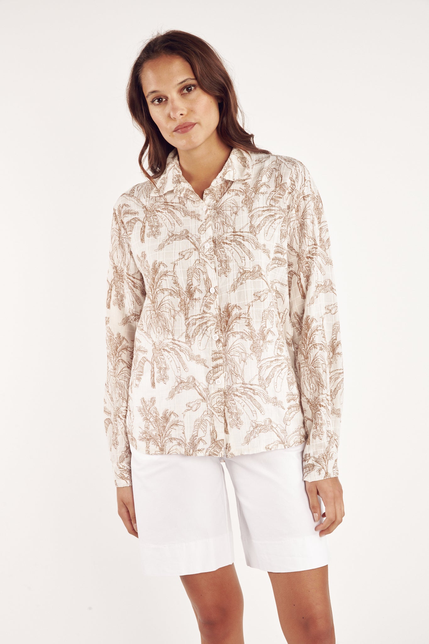 CHEMISE VOILE TEXTURÉ CHRISTA CACAO JUNGLE