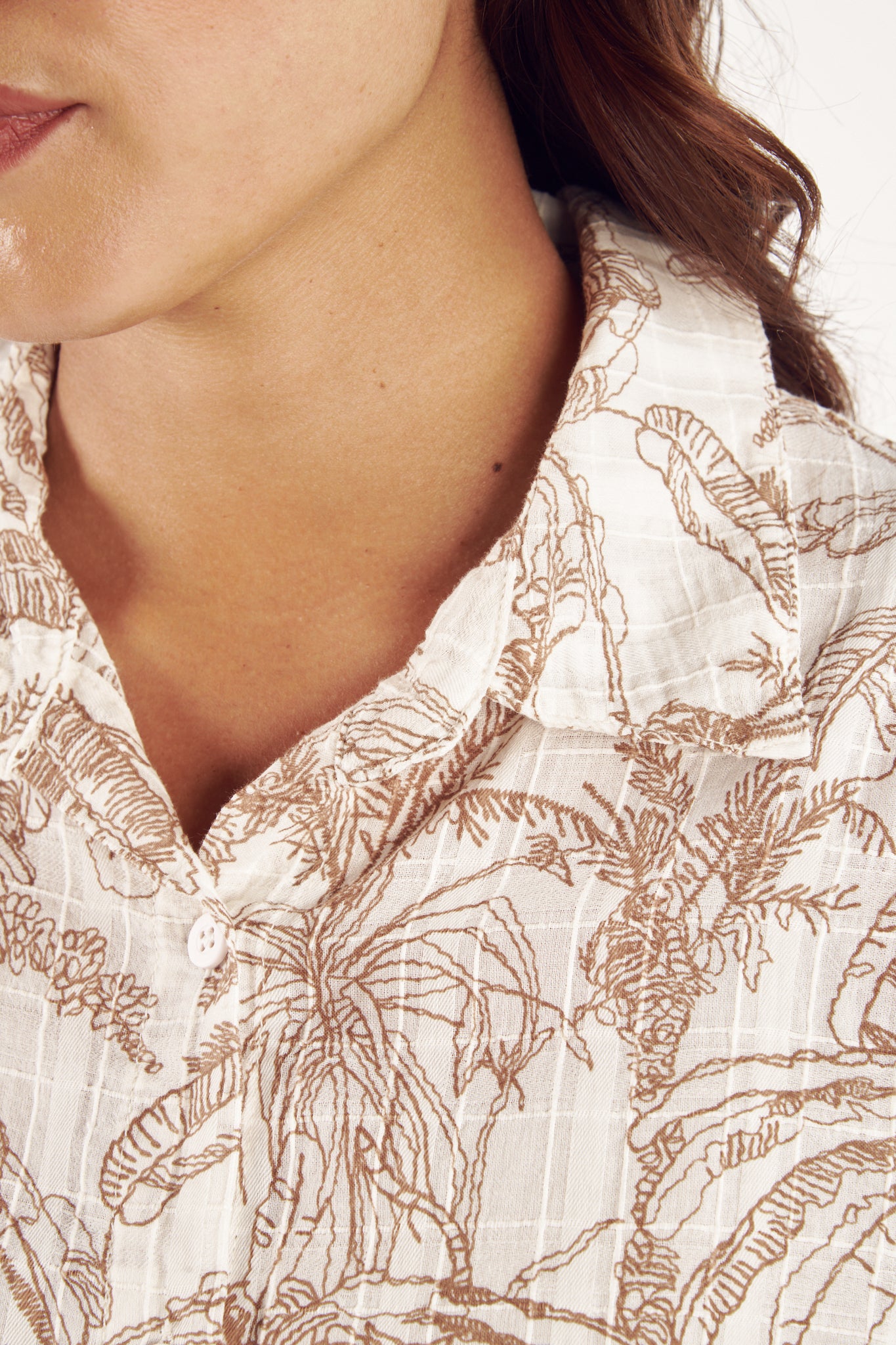 CHEMISE VOILE TEXTURÉ CHRISTA CACAO JUNGLE