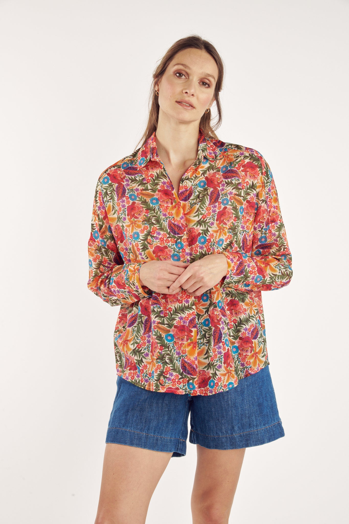 CHEMISE VOILE DE COTON IMPRIMÉ TROPICAL CALIXTE