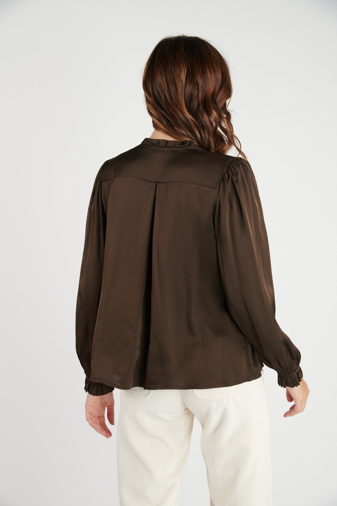 CHEMISE COL PLISSÉ FLORA EBENE