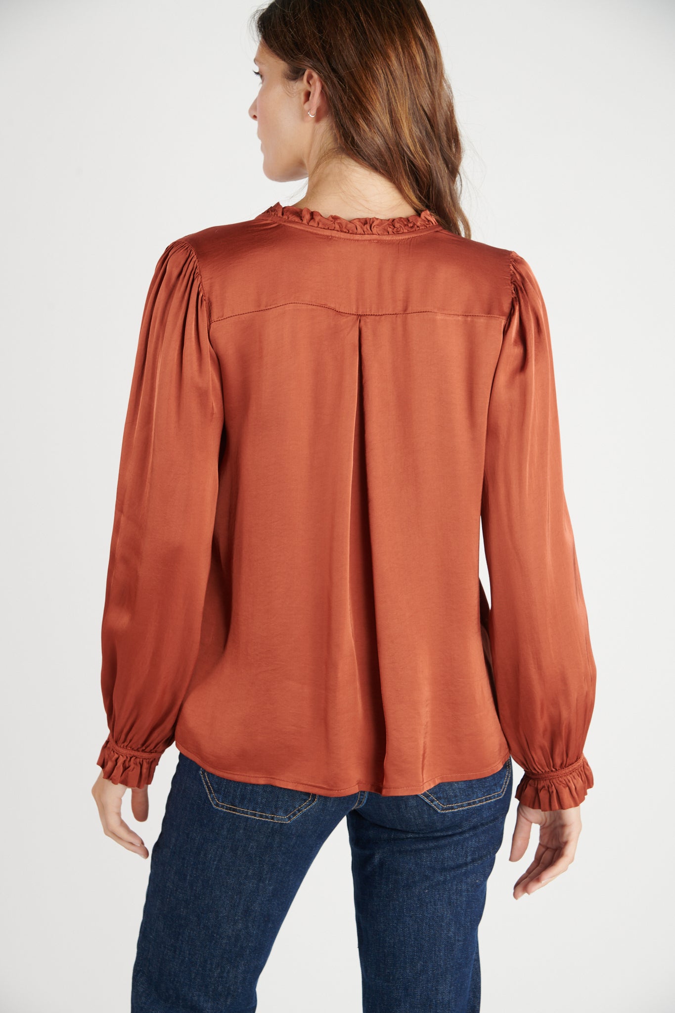 CHEMISE COL PLISSÉ FLORA SAFRAN