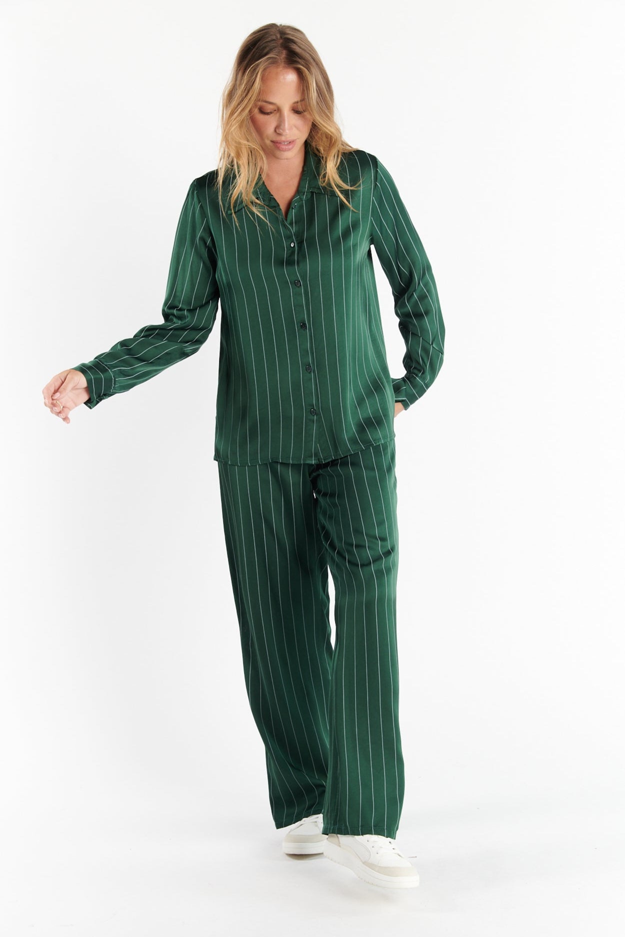 CHEMISE FLUIDE DYA RAYURES VERT PIN