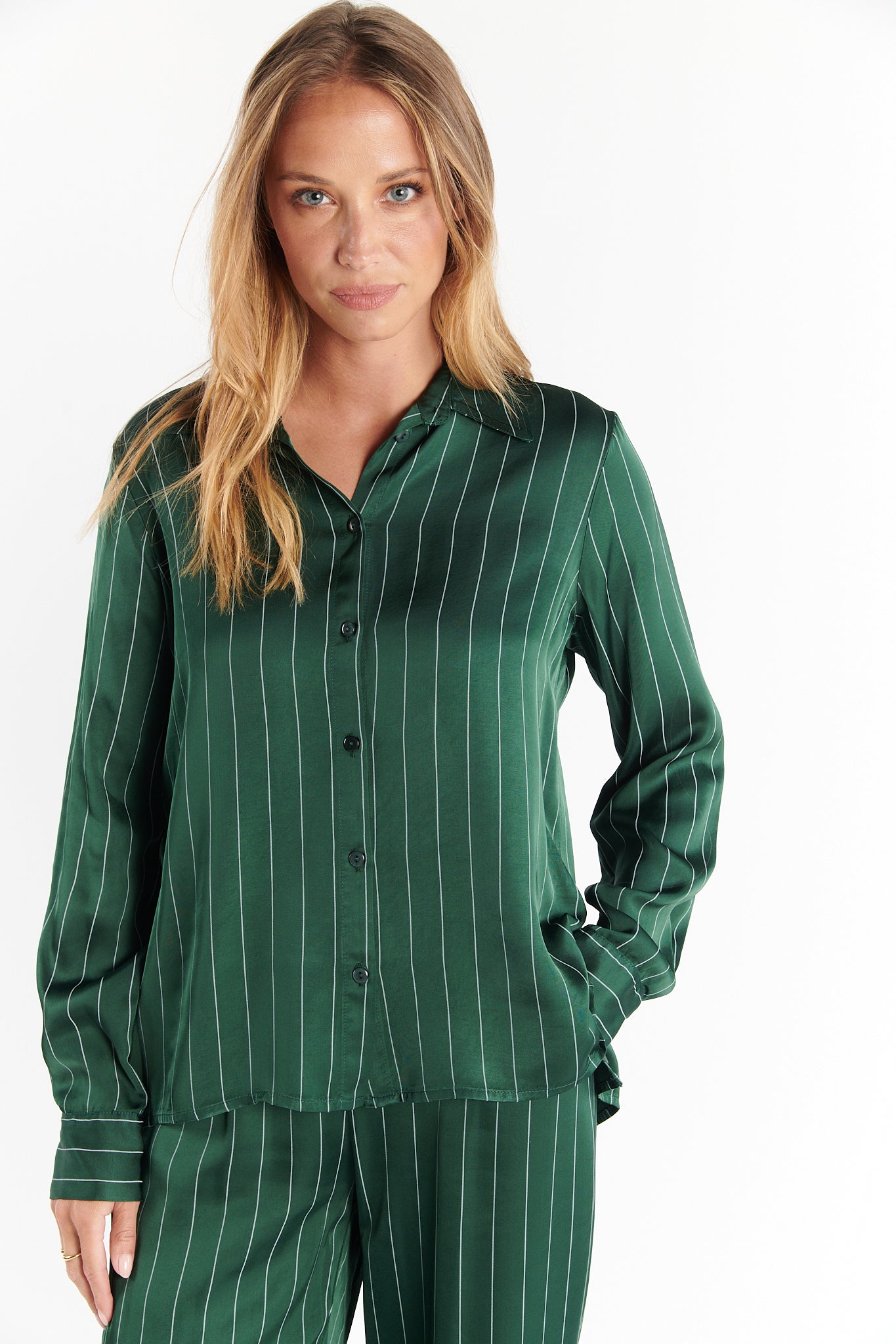 CHEMISE FLUIDE DYA RAYURES VERT PIN