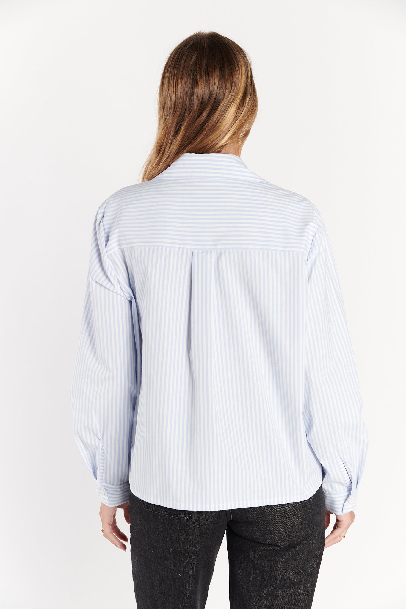 CHEMISE COURTE DIALA RAYURES CIEL