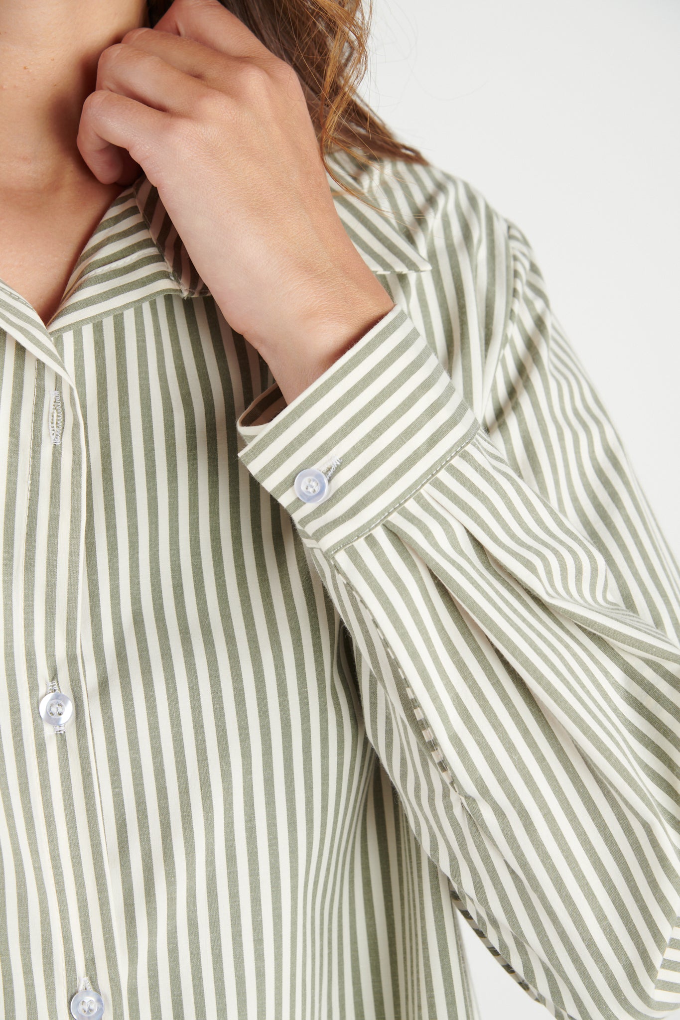 CHEMISE COURTE DIALA RAYURES KAKI