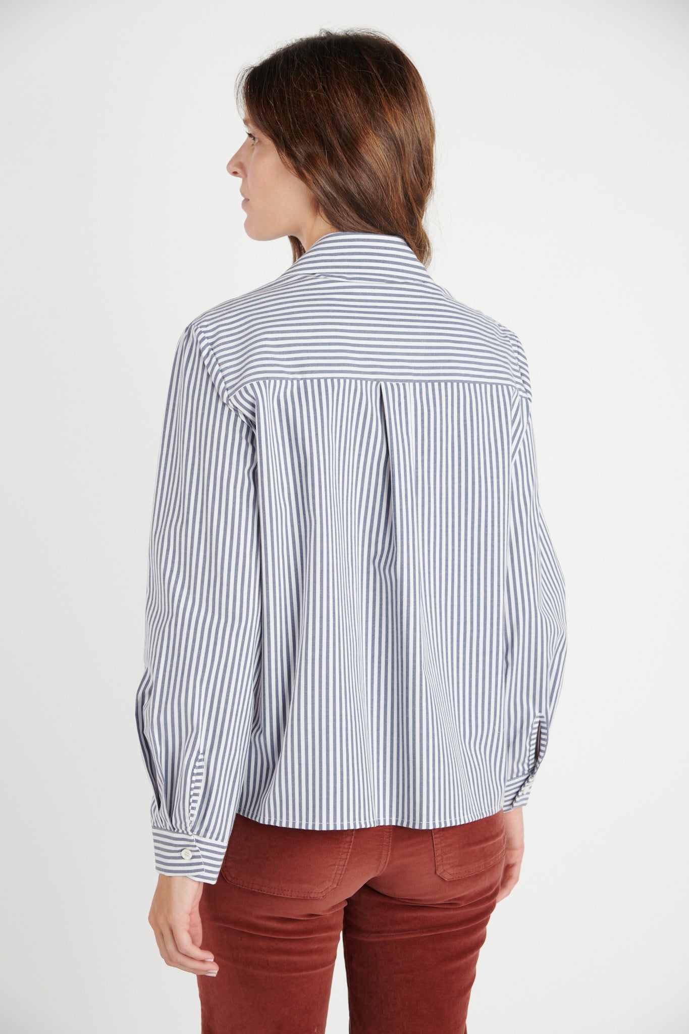 CHEMISE COURTE DIALA RAYURES MARINE
