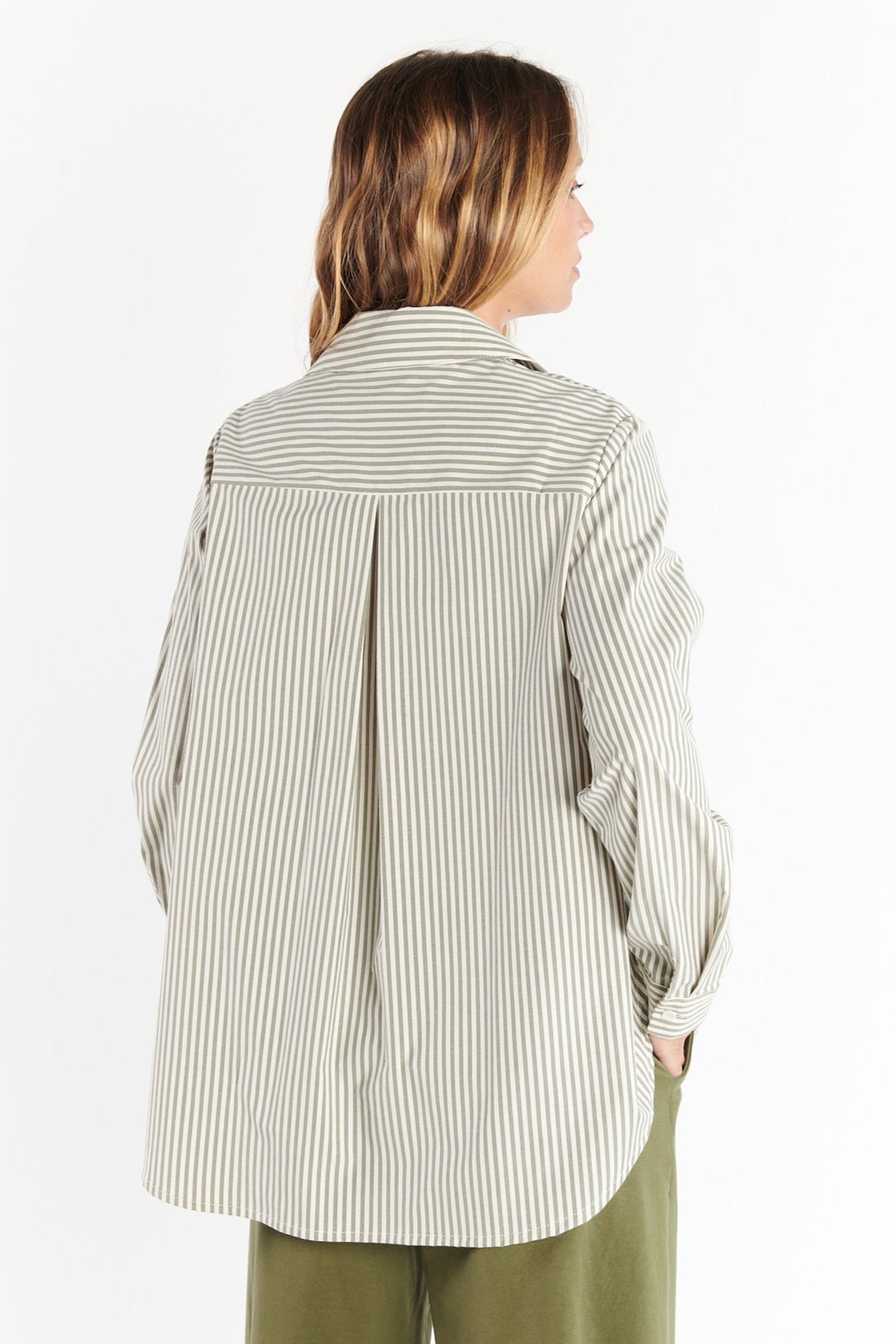 CHEMISE ÉVASÉE DJENNA RAYURES KAKI