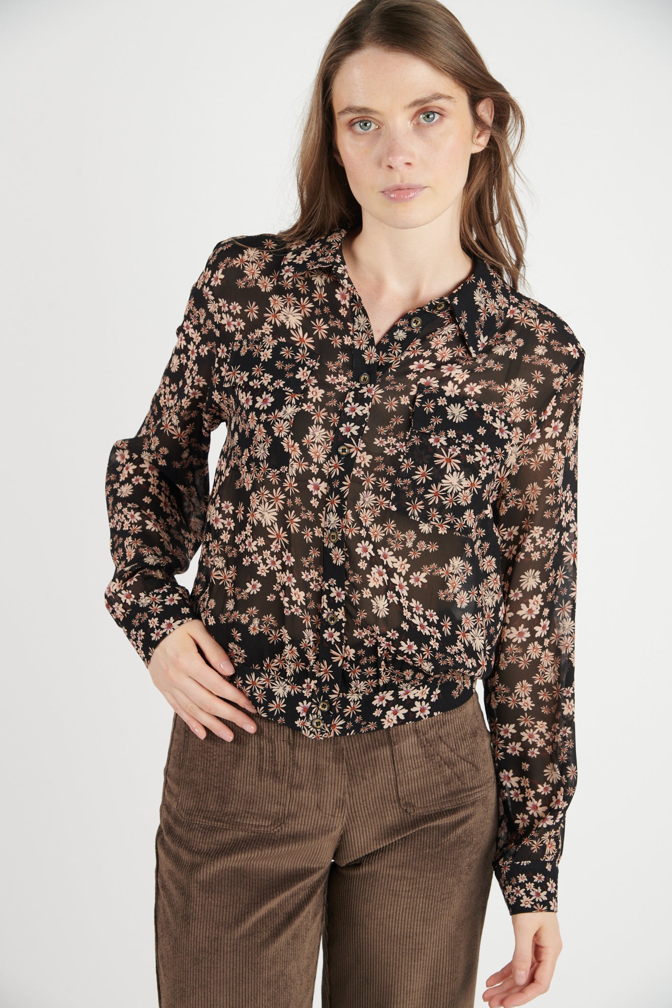 CHEMISE DANIELA IMPRIMÉ NOIR FLEUR