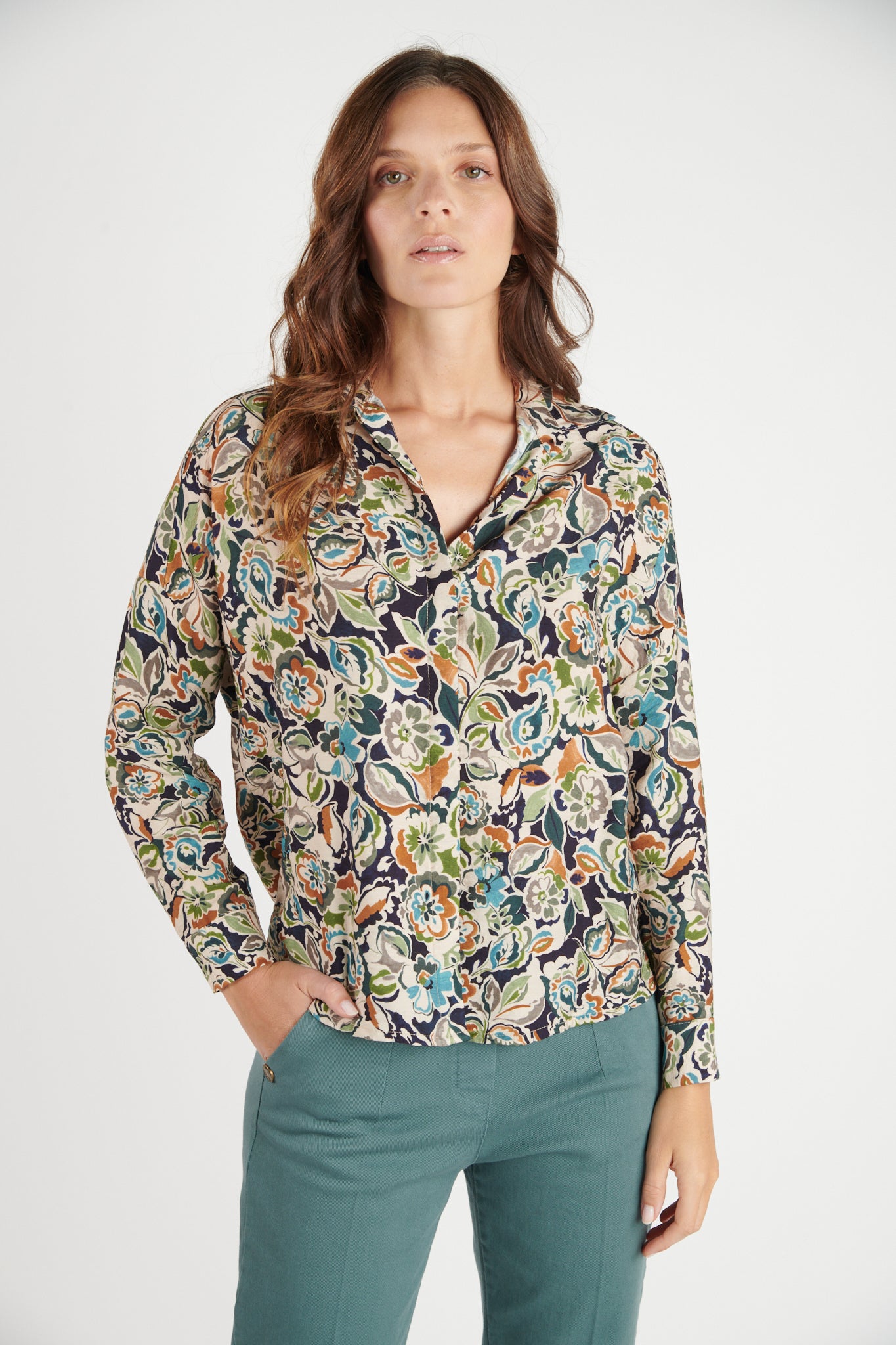 CHEMISE DAKOTA IMPRIMÉE MARINE FLOWER