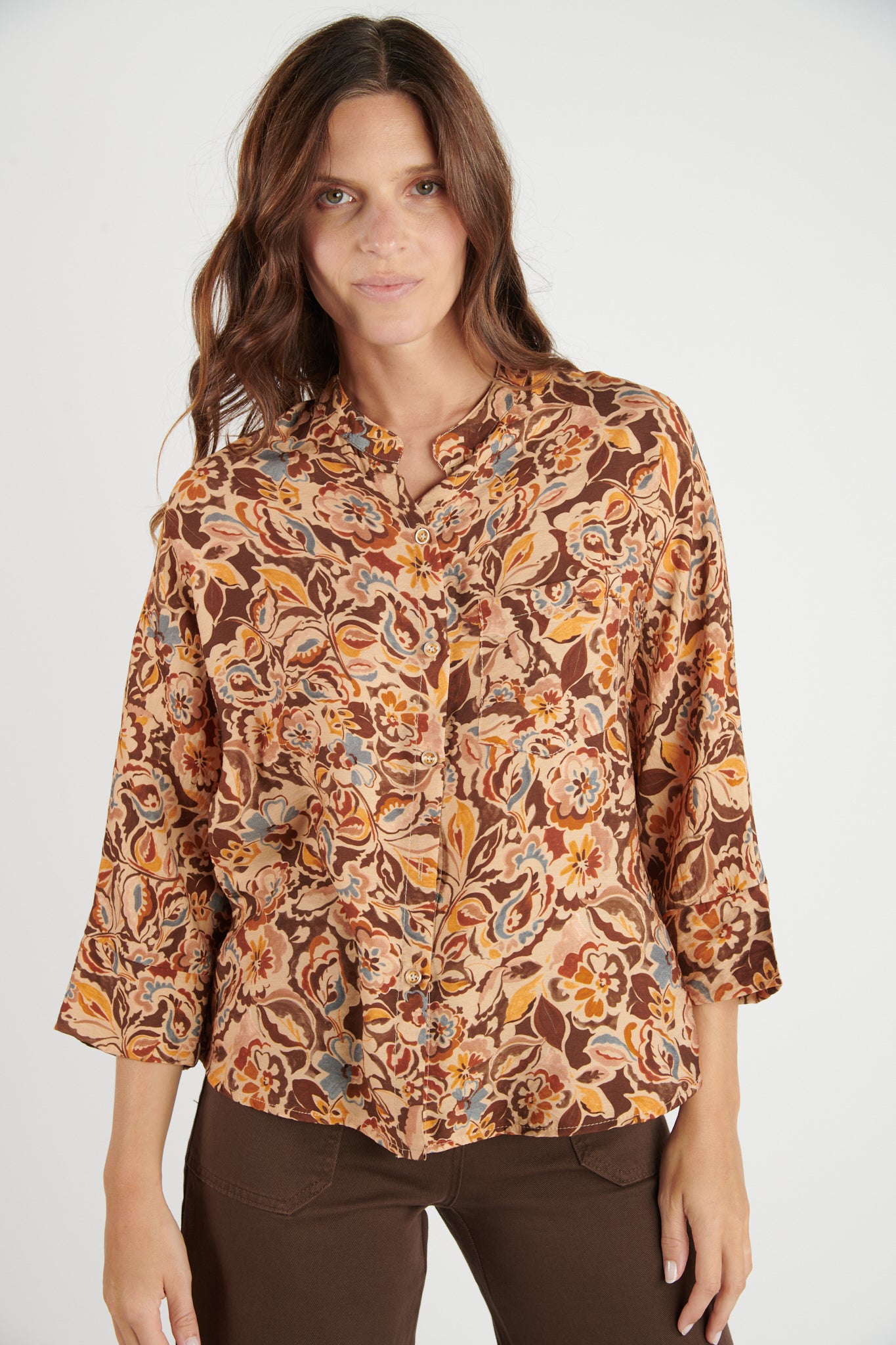 CHEMISE OVERSIZE IMPRIMÉ FLOWER CHOCO DÉLIA