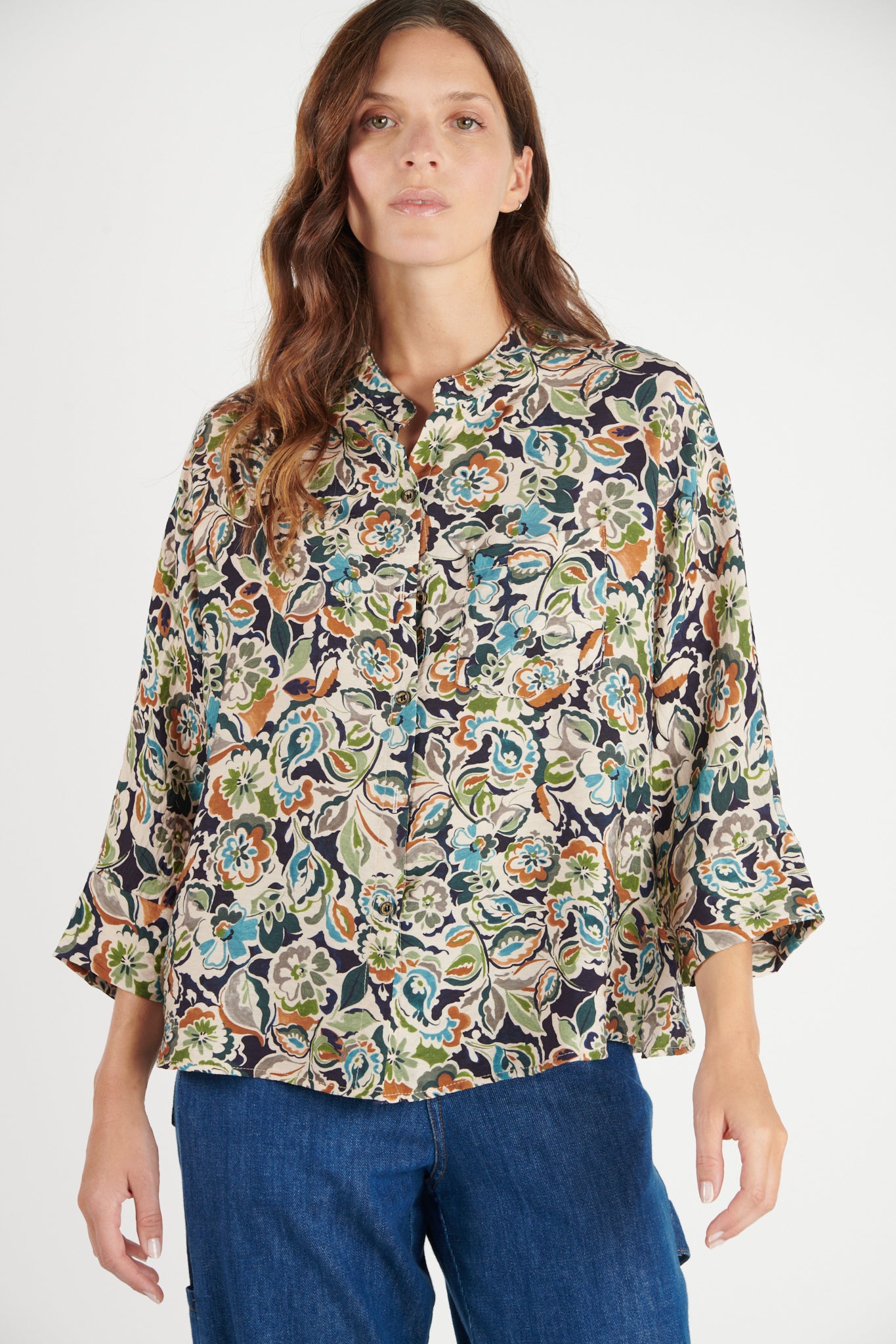 CHEMISE OVERSIZE IMPRIMÉE MARINE FLOWER DÉLIA