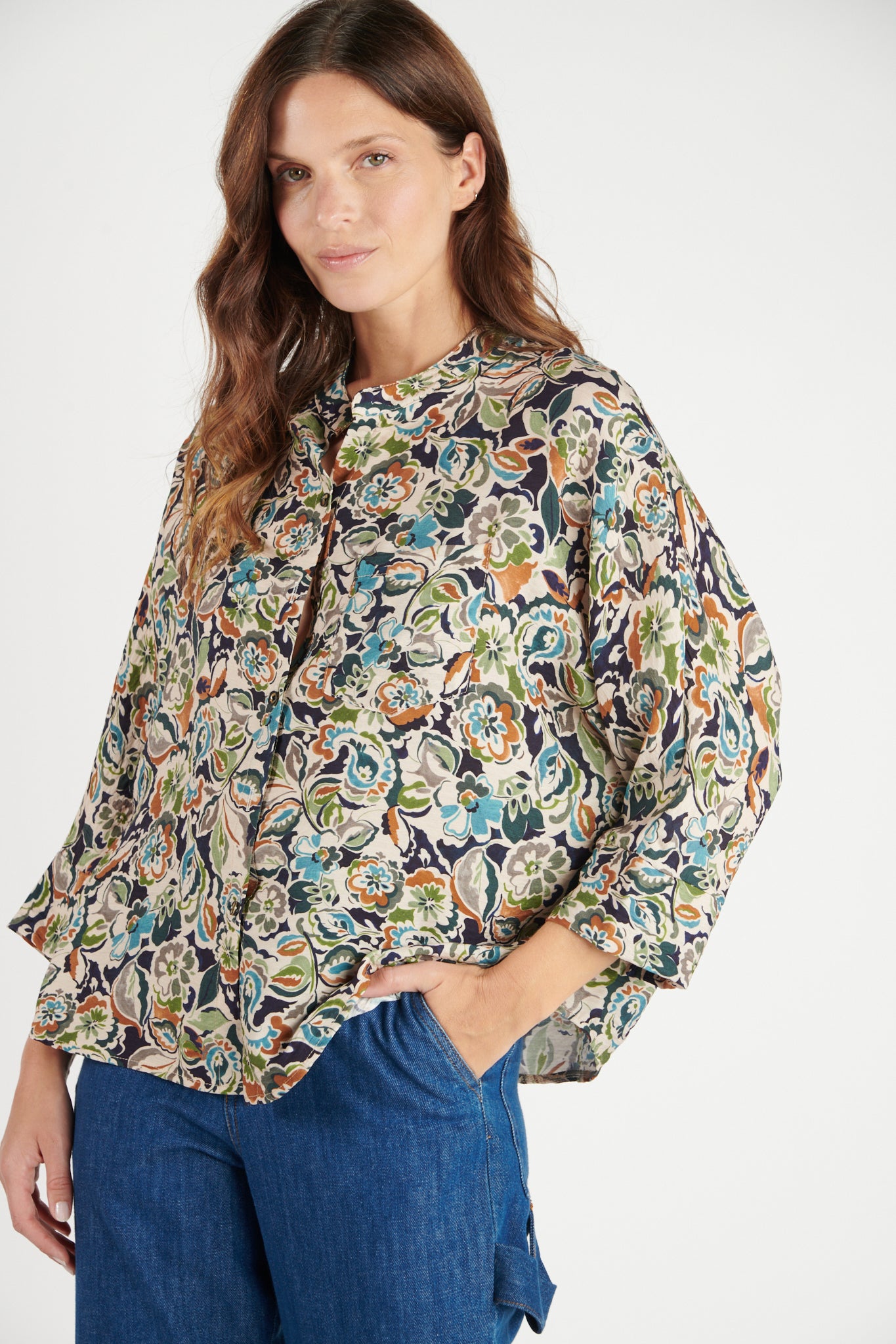 CHEMISE OVERSIZE IMPRIMÉE MARINE FLOWER DÉLIA