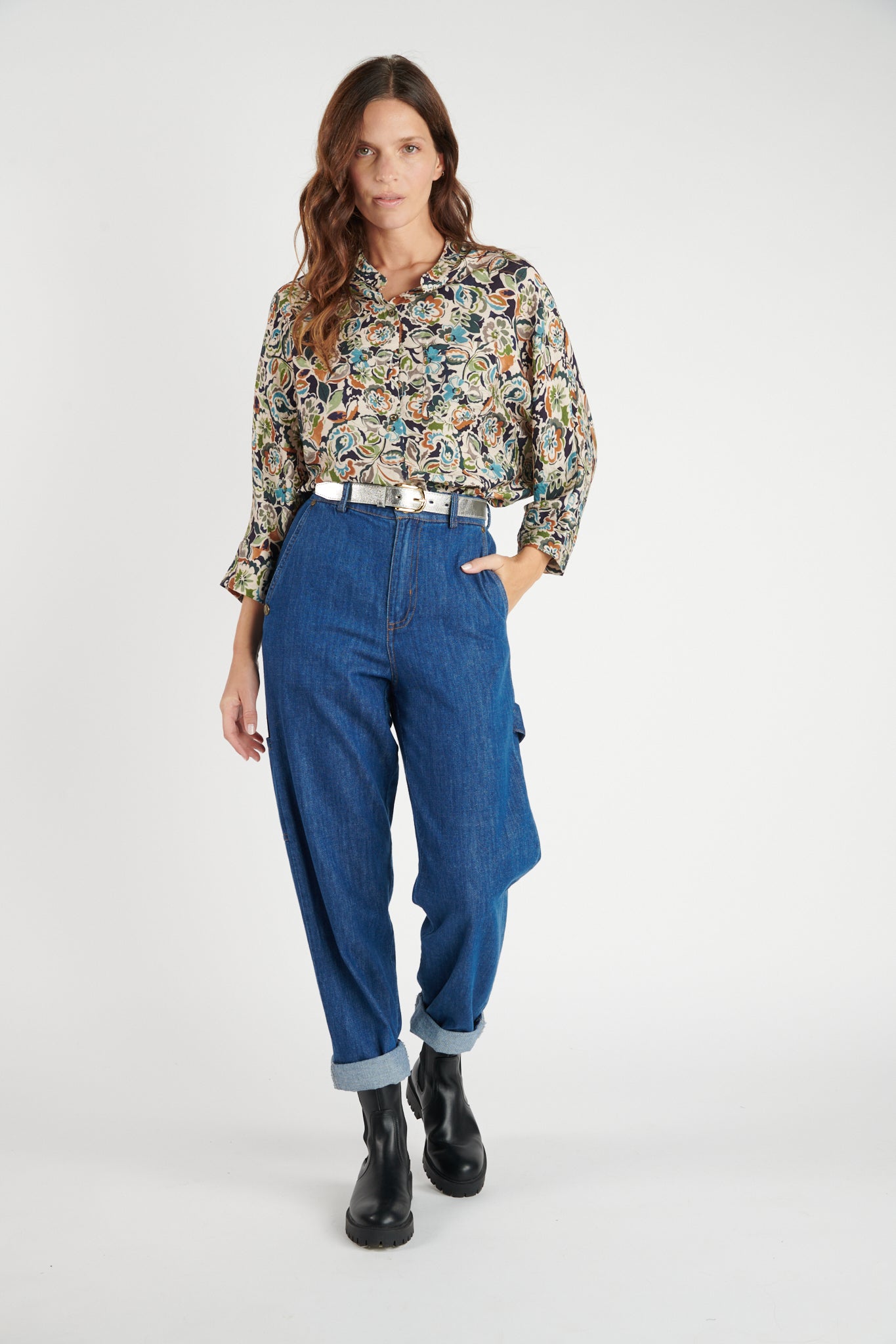 CHEMISE OVERSIZE IMPRIMÉE MARINE FLOWER DÉLIA